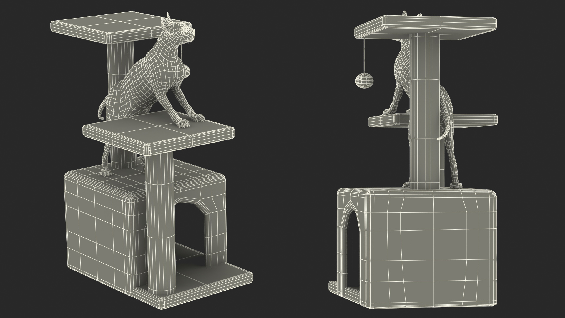 3D model Cat Tree 3-Level with Cat