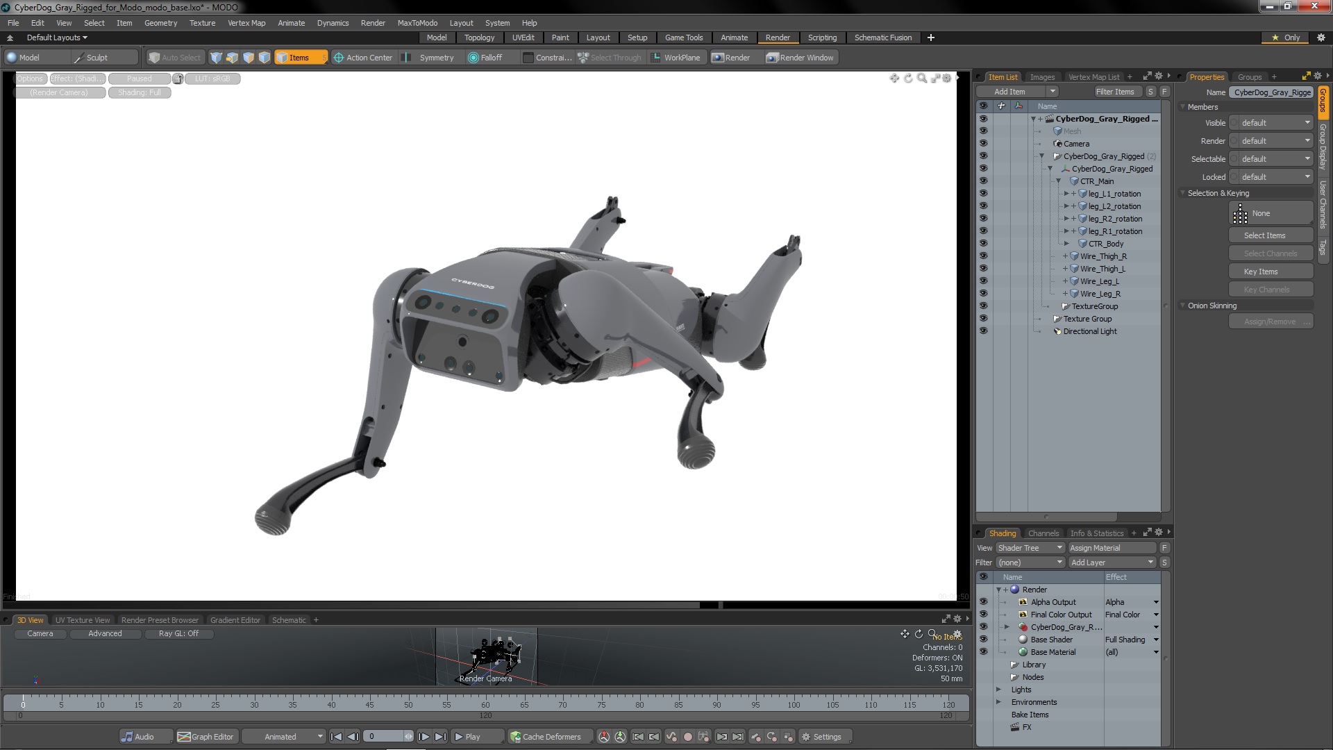 CyberDog Gray Rigged for Modo 3D model