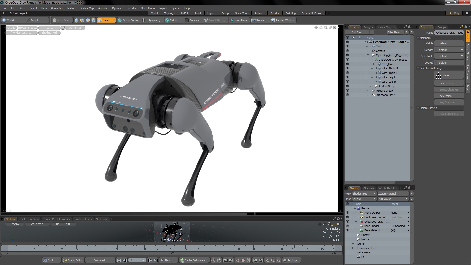 CyberDog Gray Rigged for Modo 3D model