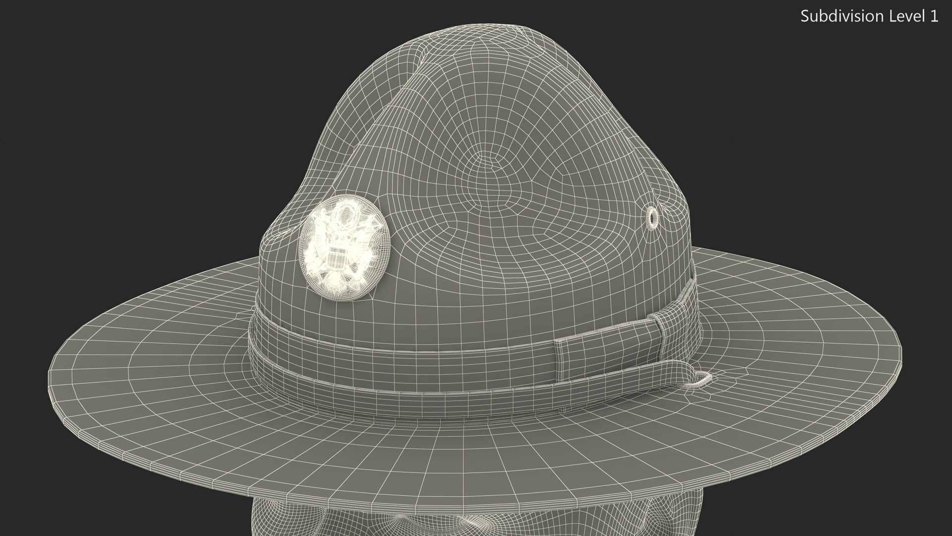 Campaign Hat with Cockade Green on Mannequin 3D model