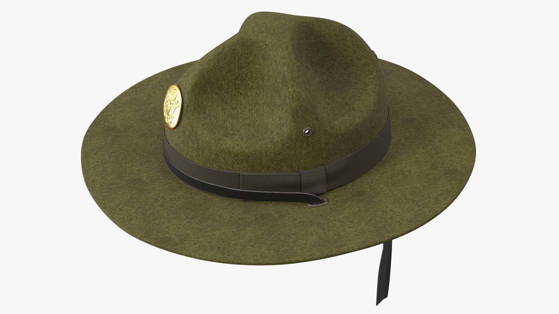 Campaign Hat with Cockade Green on Mannequin 3D model