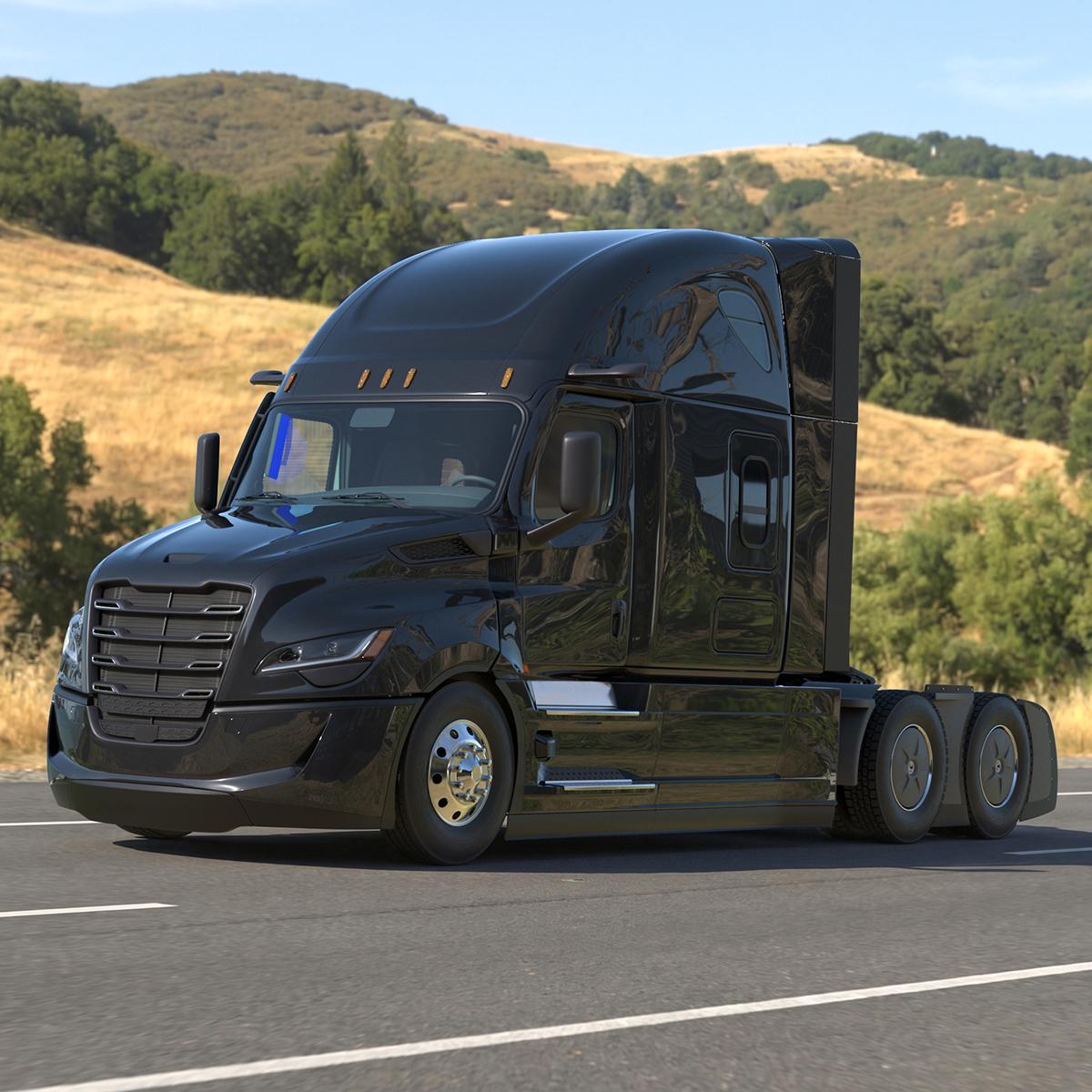Aerodynamic Sleeper Semi Truck Tractor 3D model preview