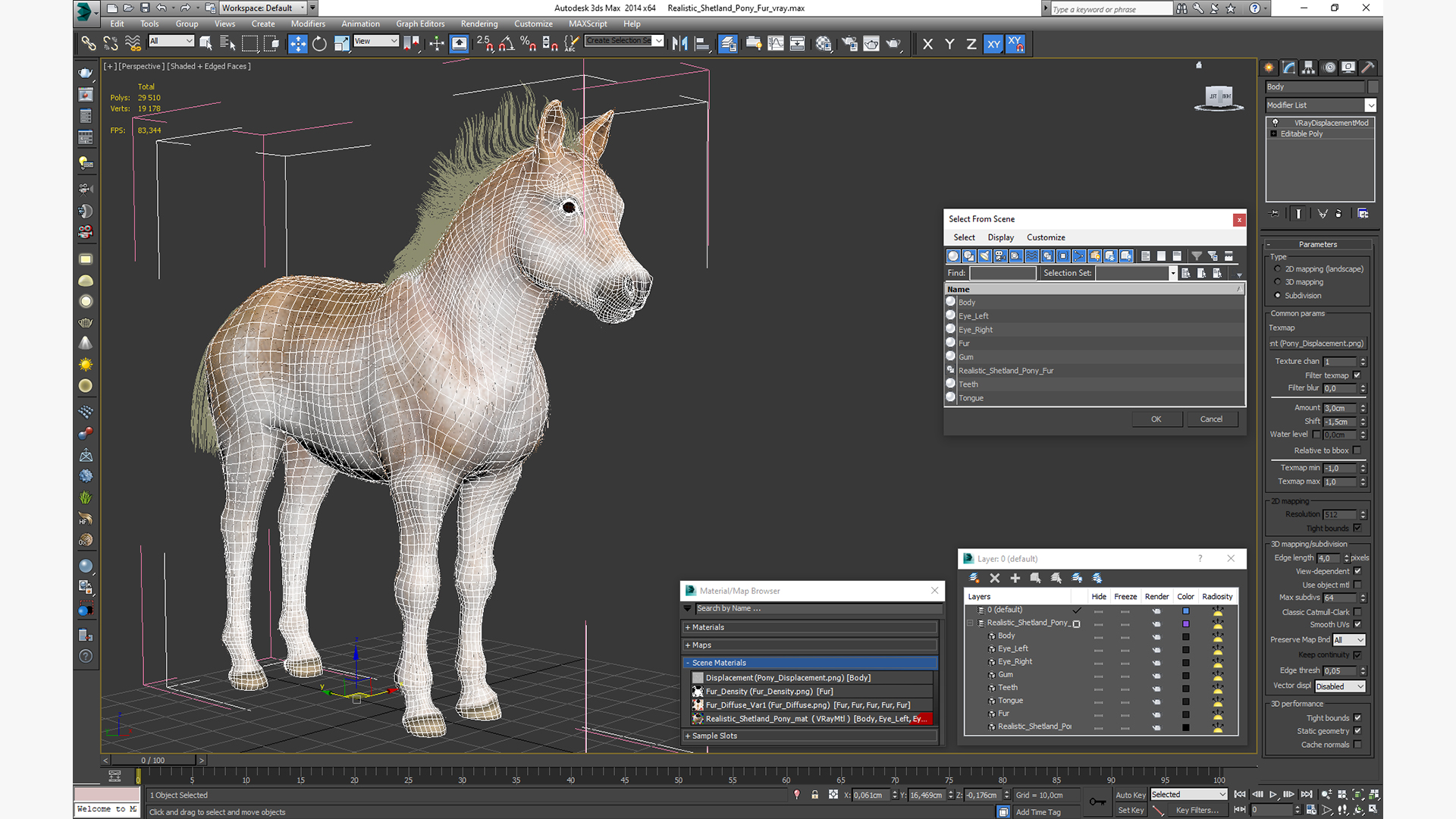 Realistic Shetland Pony Fur 3D