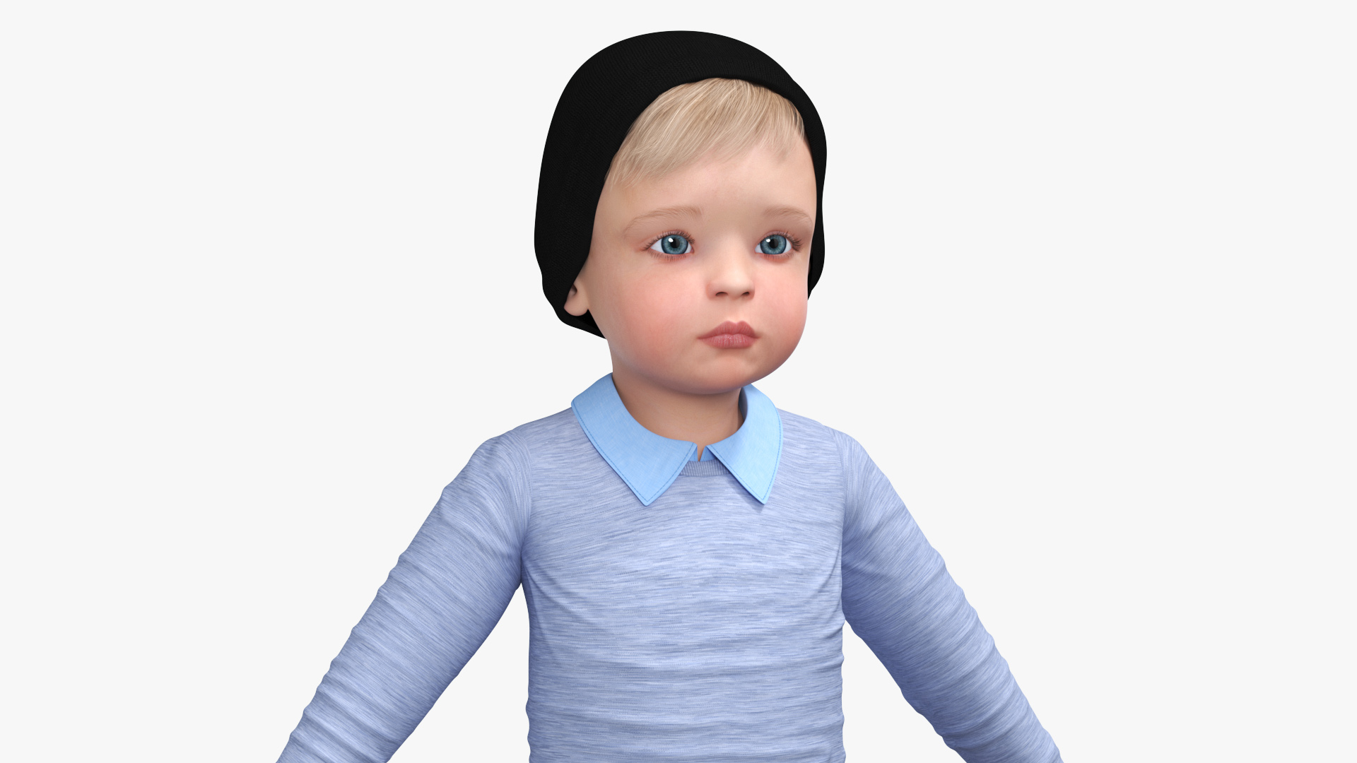 3D Child in Fall Clothes A-Pose model