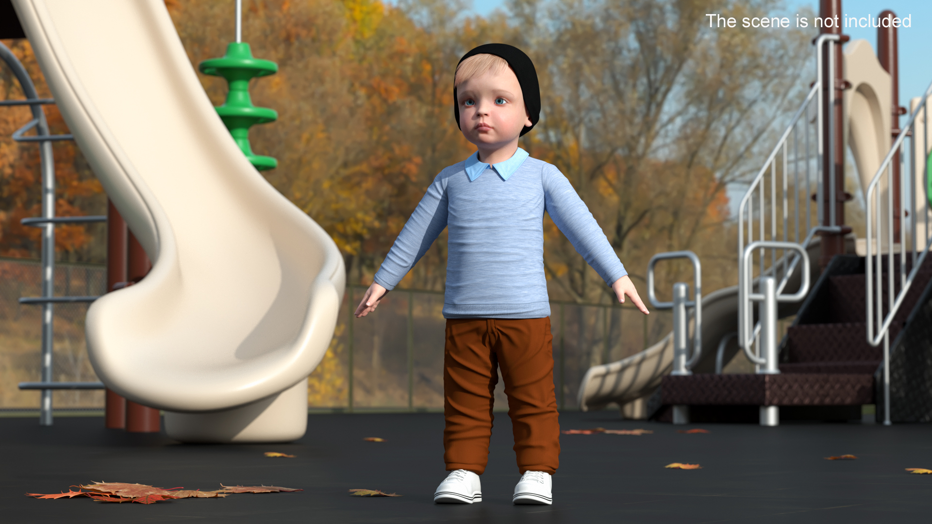3D Child in Fall Clothes A-Pose model
