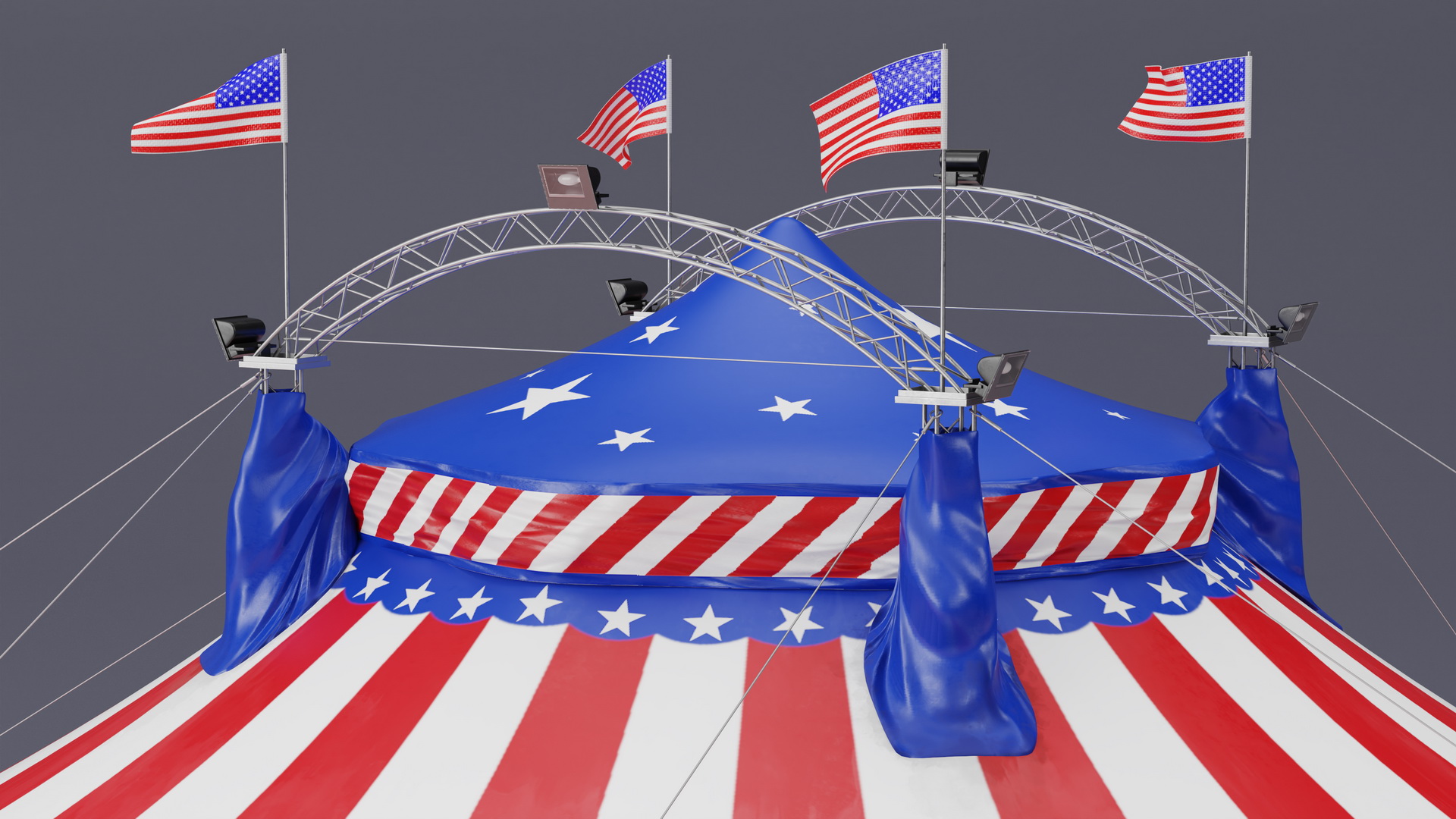 3D model Patriotic American Circus Tent