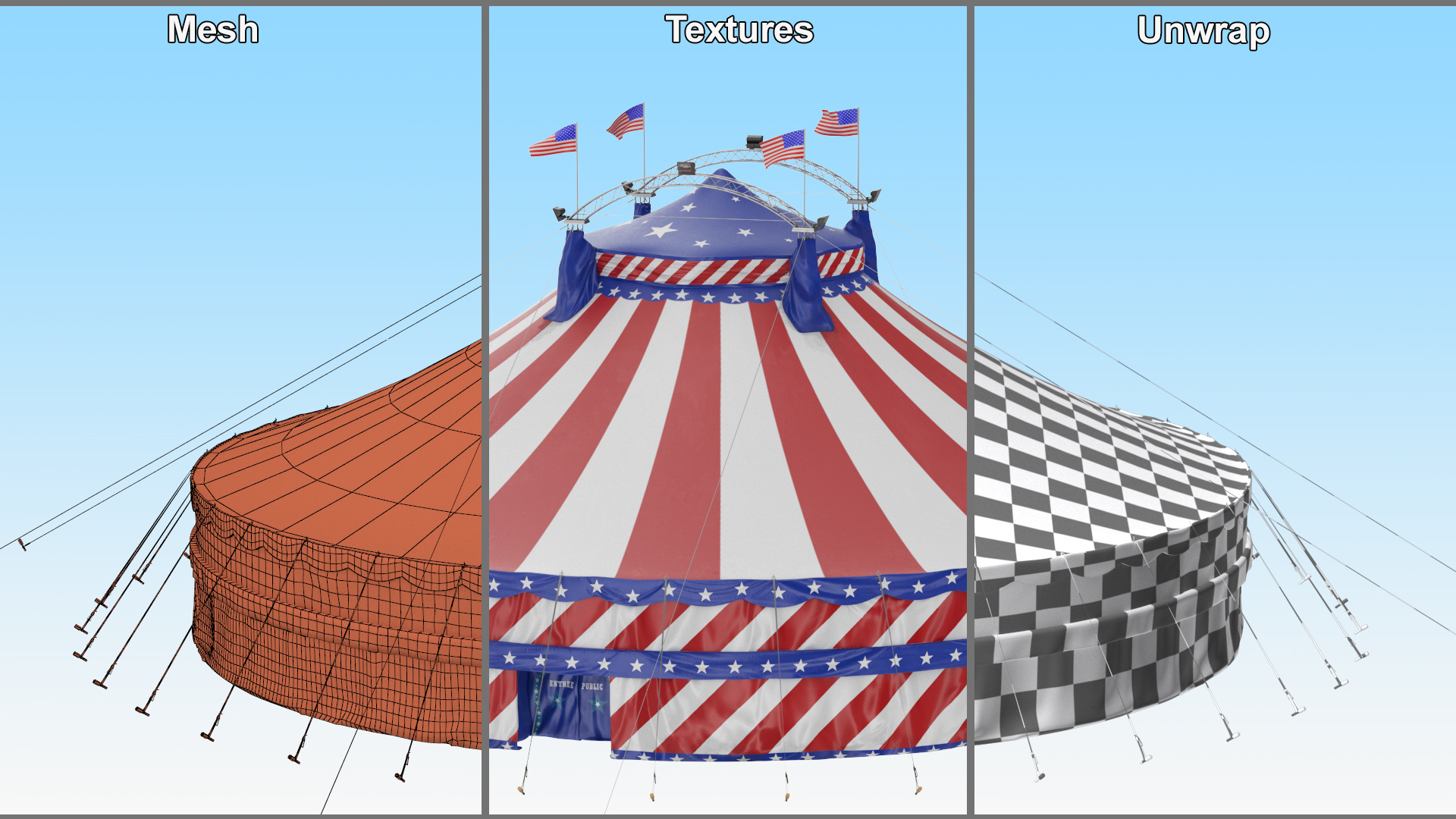 3D model Patriotic American Circus Tent