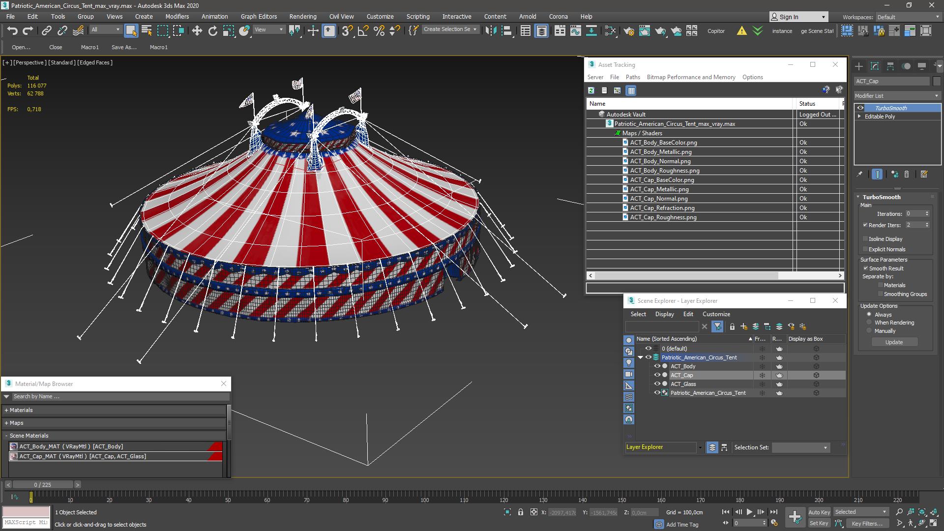 3D model Patriotic American Circus Tent