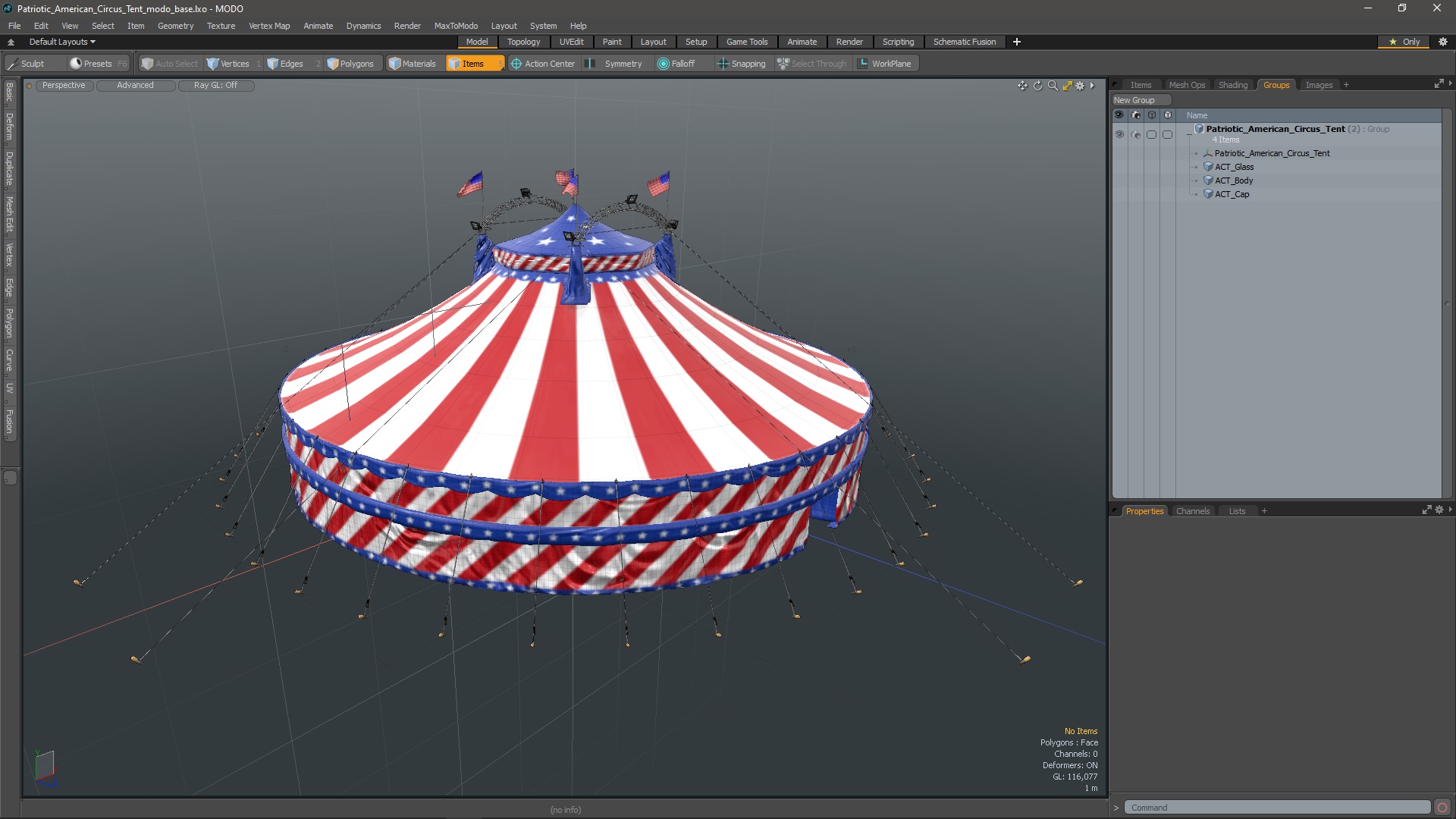 3D model Patriotic American Circus Tent