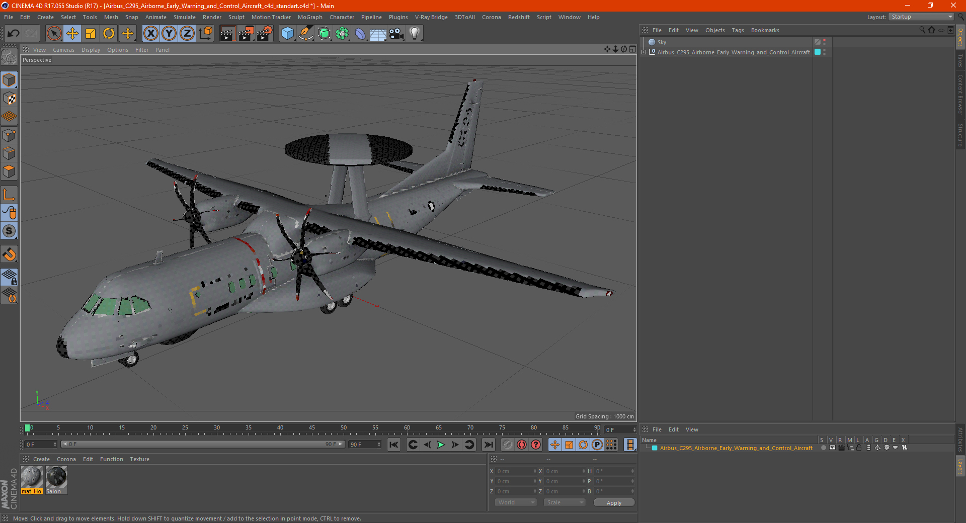 3D model Airbus C295 Airborne Early Warning and Control Aircraft
