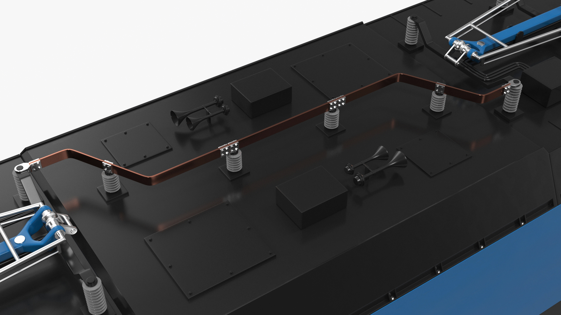 Blue Modern Locomotive Rigged 3D model