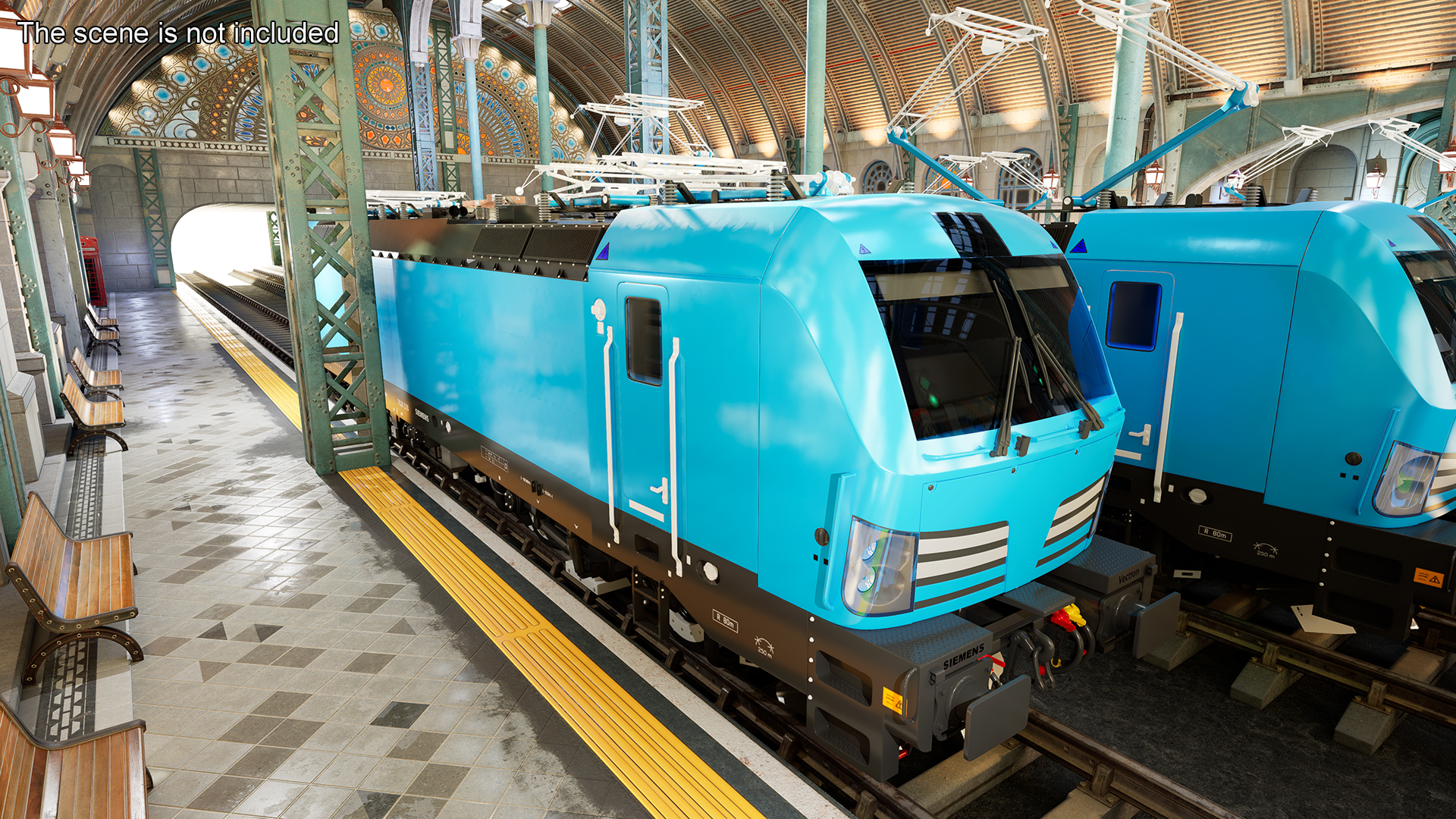 Blue Modern Locomotive Rigged 3D model