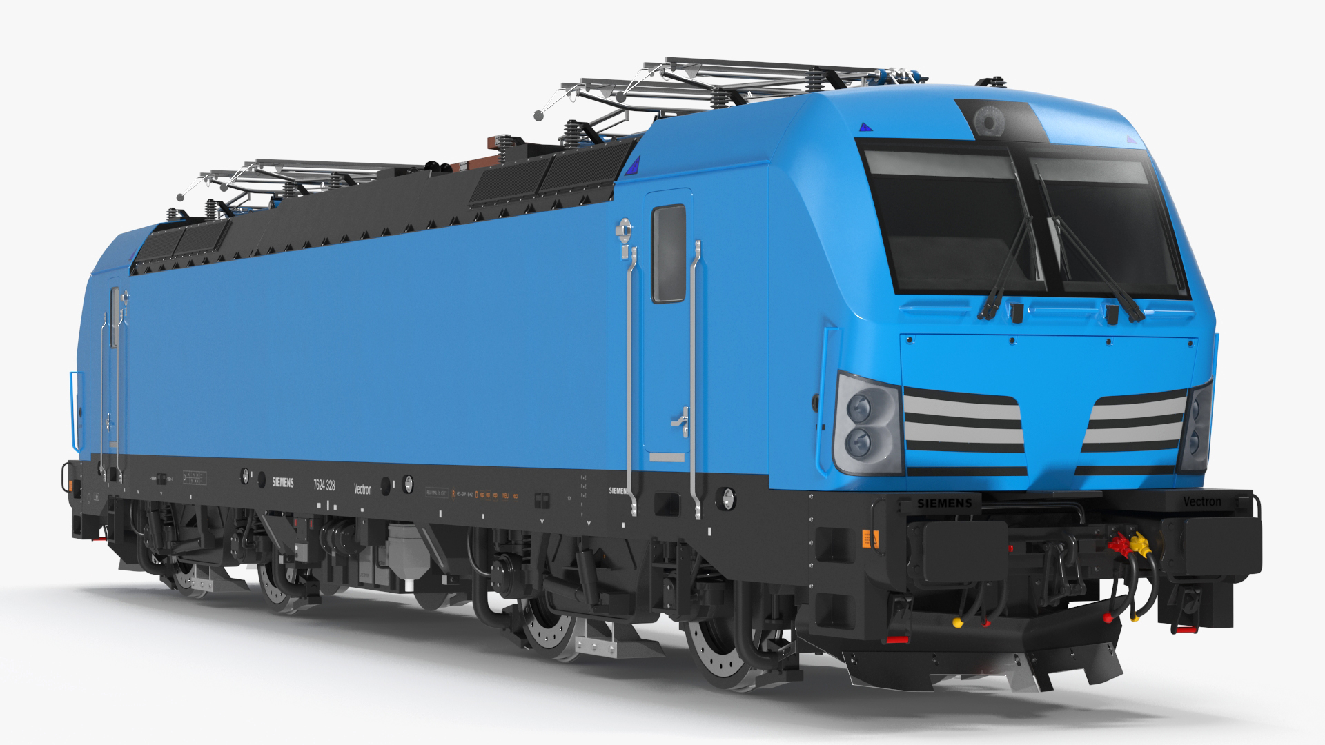 Blue Modern Locomotive Rigged 3D model