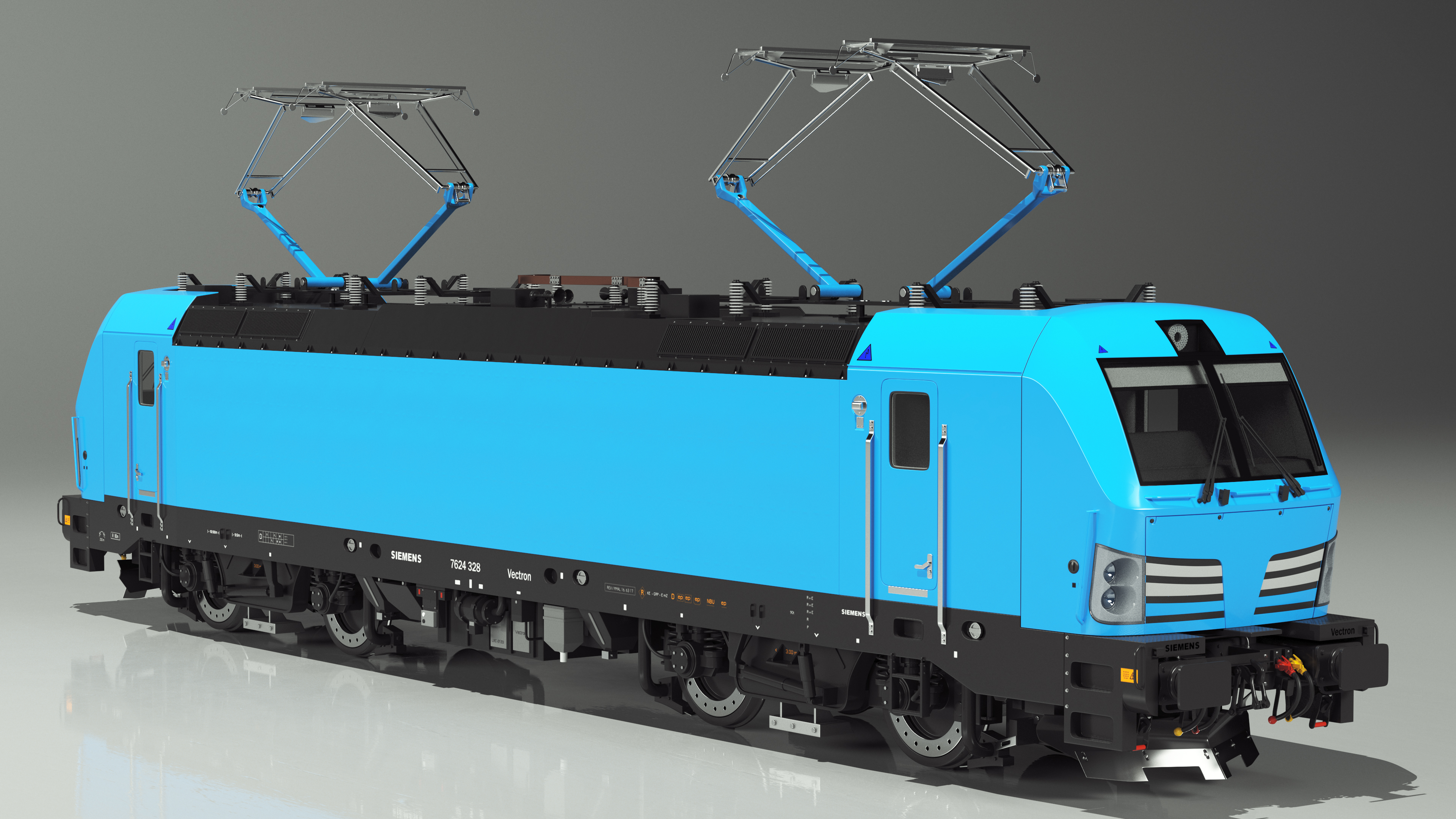 Blue Modern Locomotive Rigged 3D model