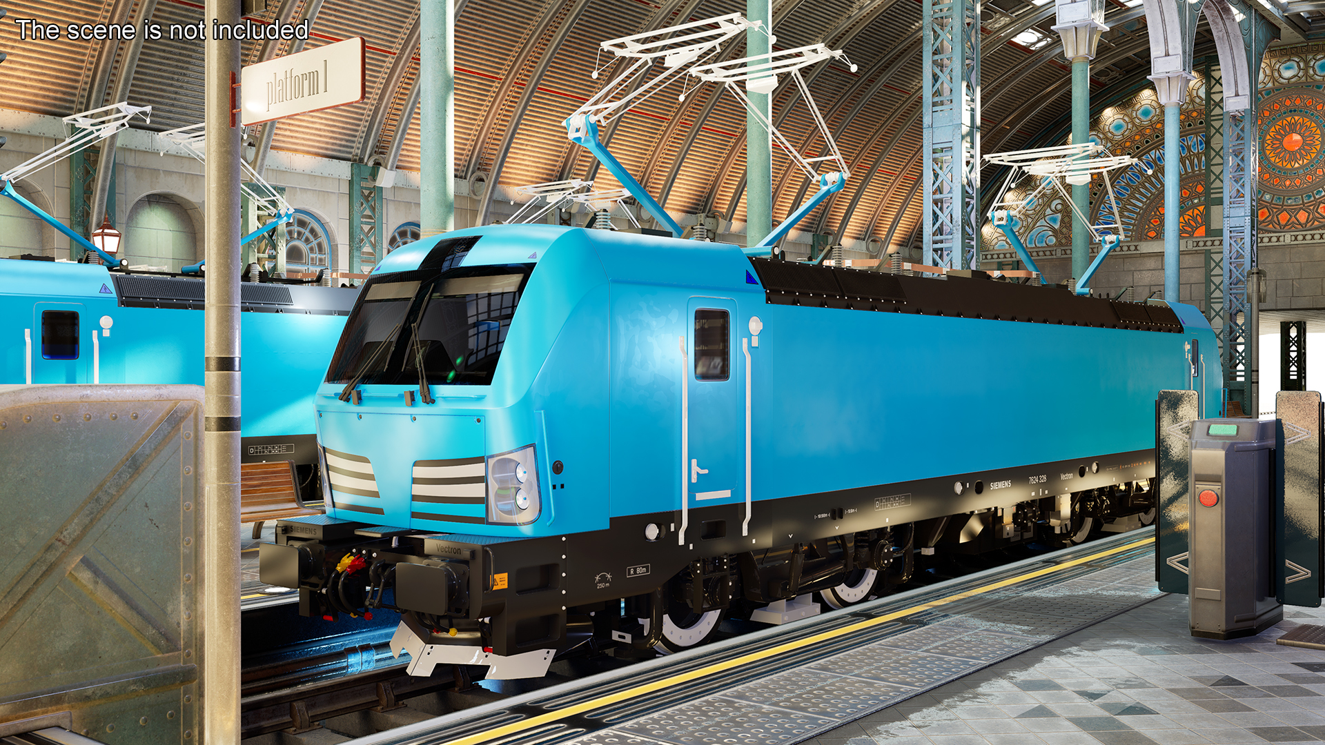 Blue Modern Locomotive Rigged 3D model