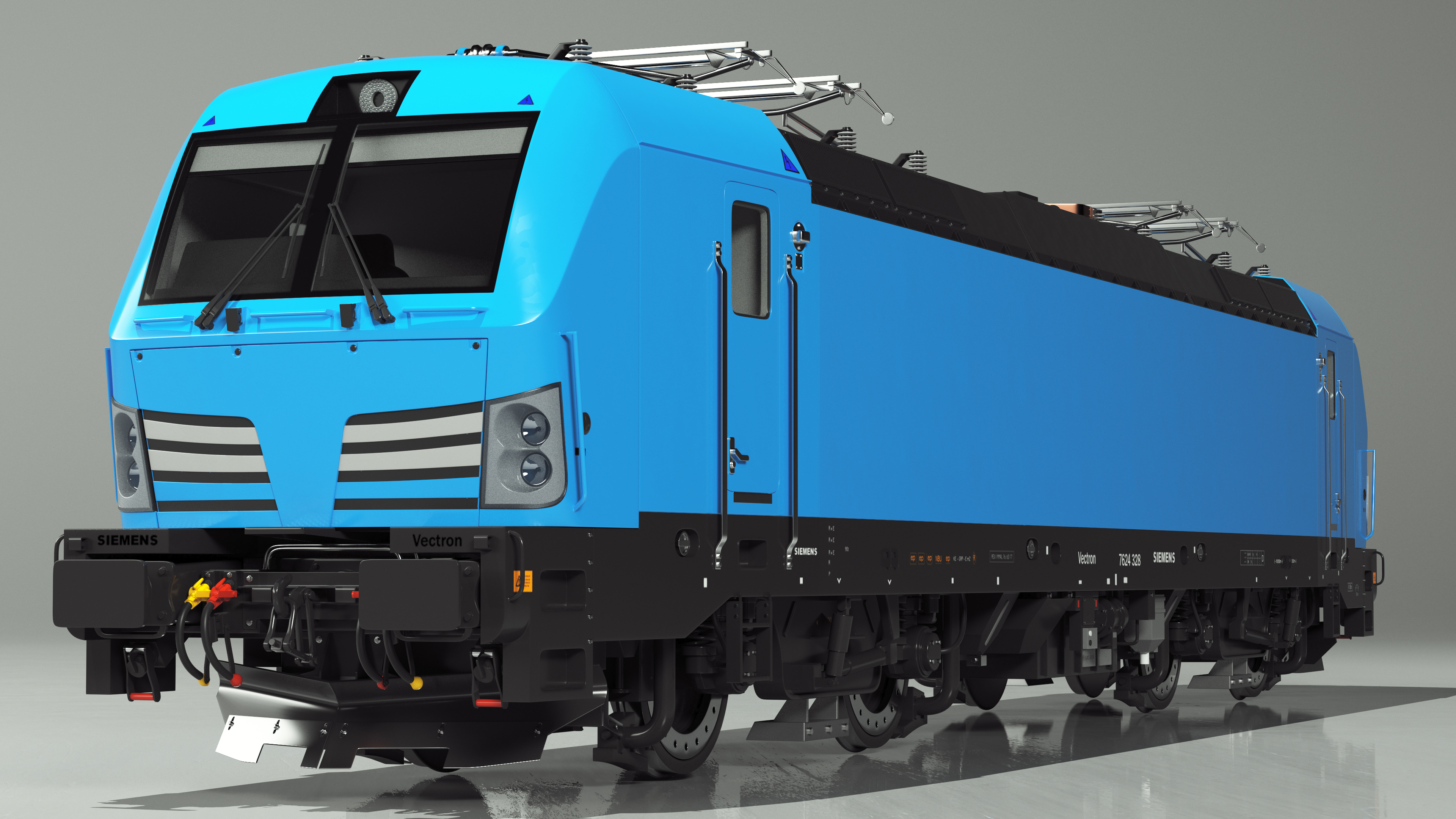 Blue Modern Locomotive Rigged 3D model