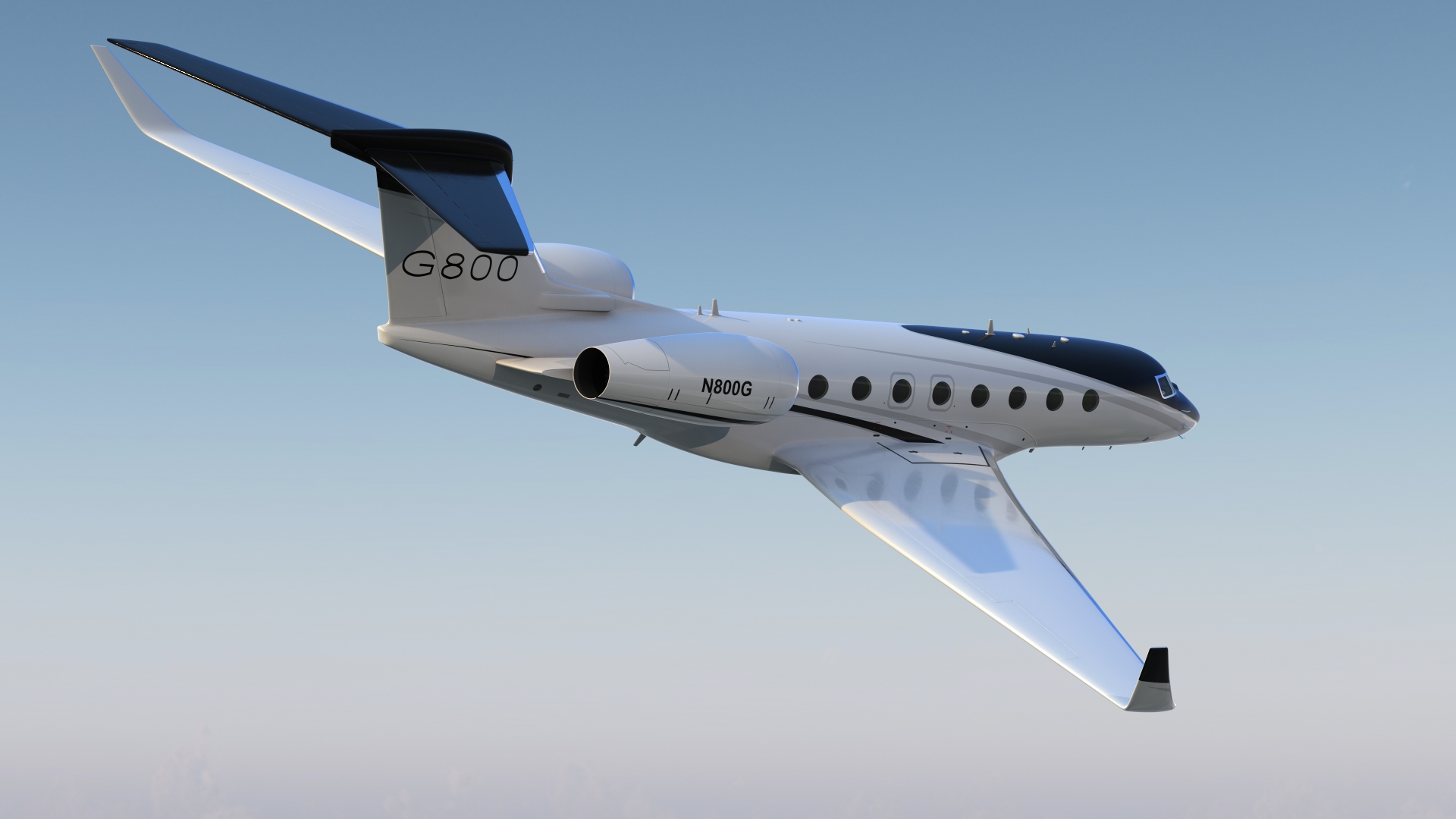 3D Large Business Jet Gulfstream G800 Flight