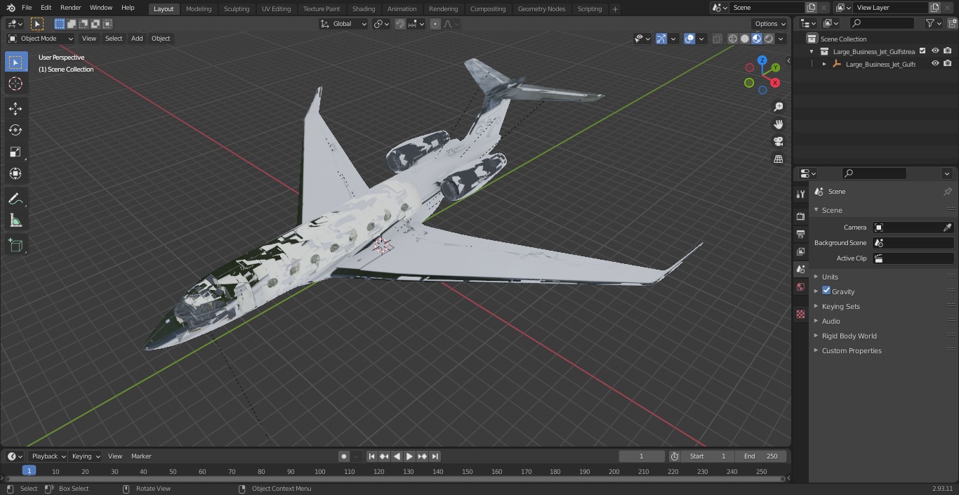 3D Large Business Jet Gulfstream G800 Flight