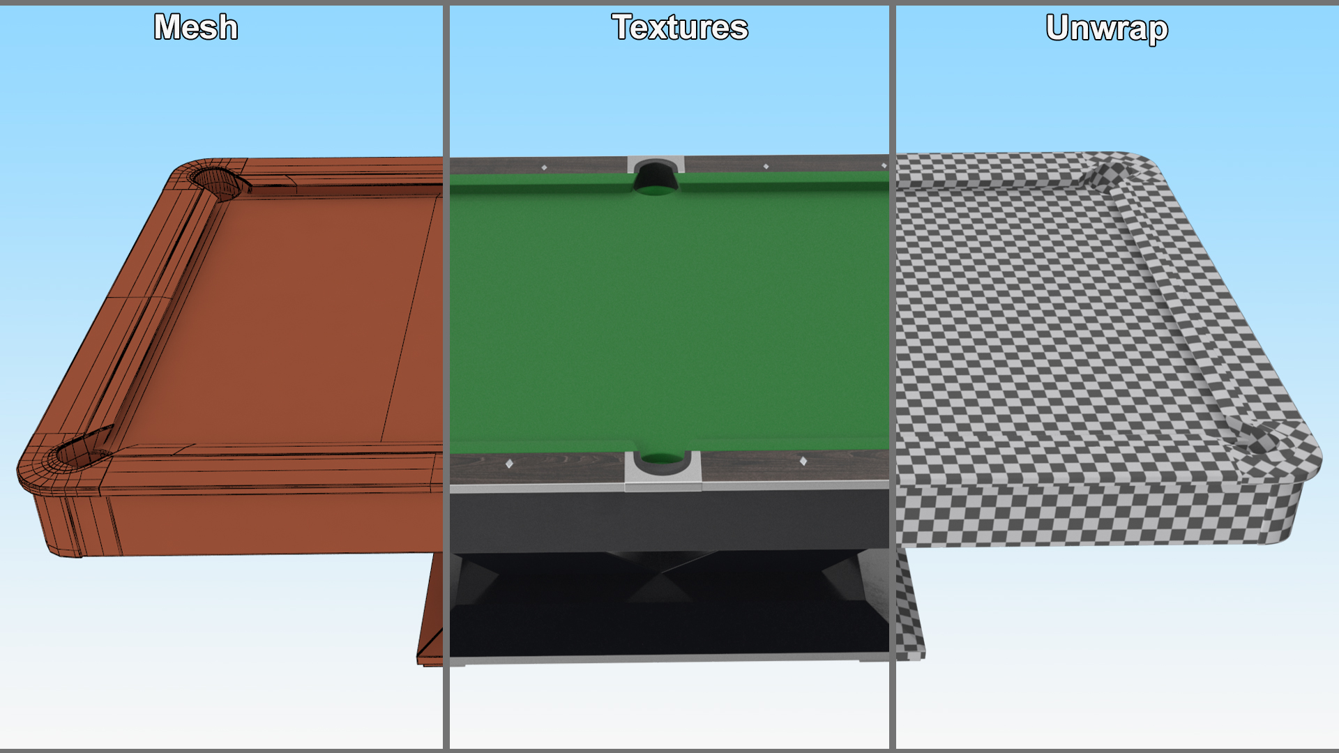 3D Professional Billiards Table 9ft Green model