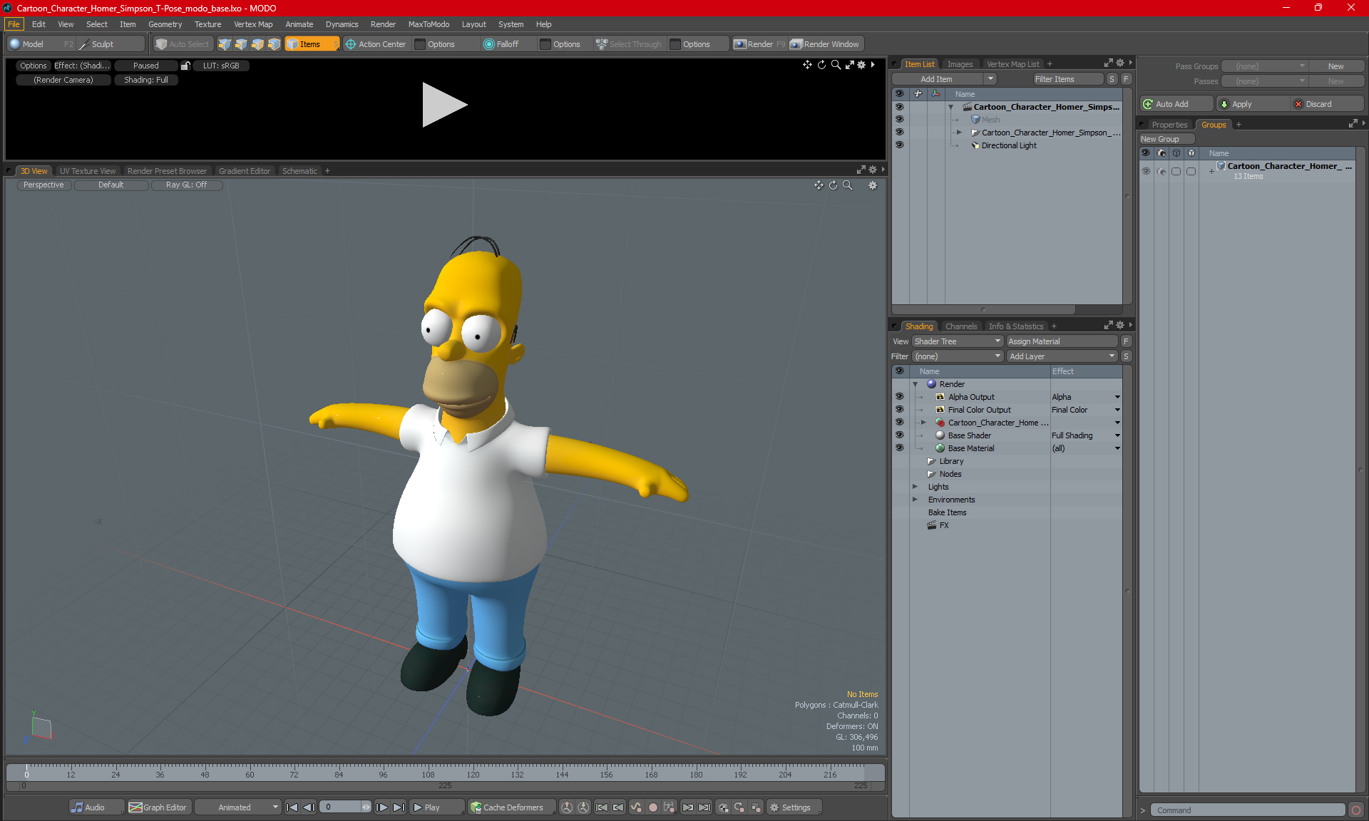 3D Cartoon Character Homer Simpson T-Pose model