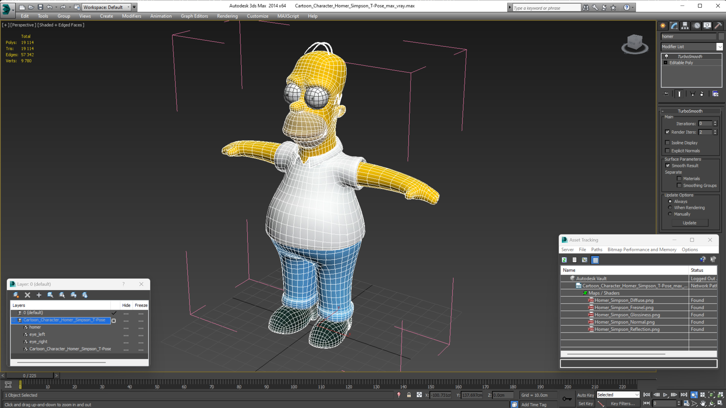 3D Cartoon Character Homer Simpson T-Pose model