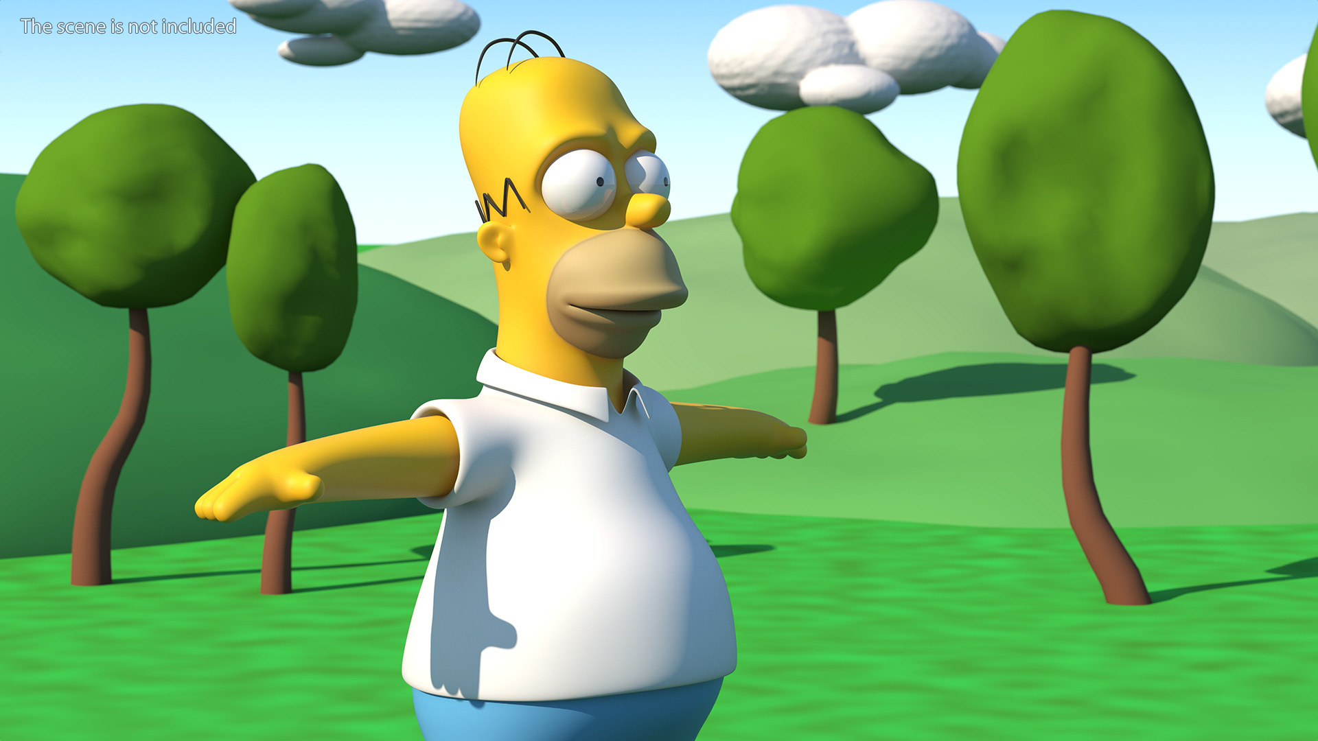 3D Cartoon Character Homer Simpson T-Pose model