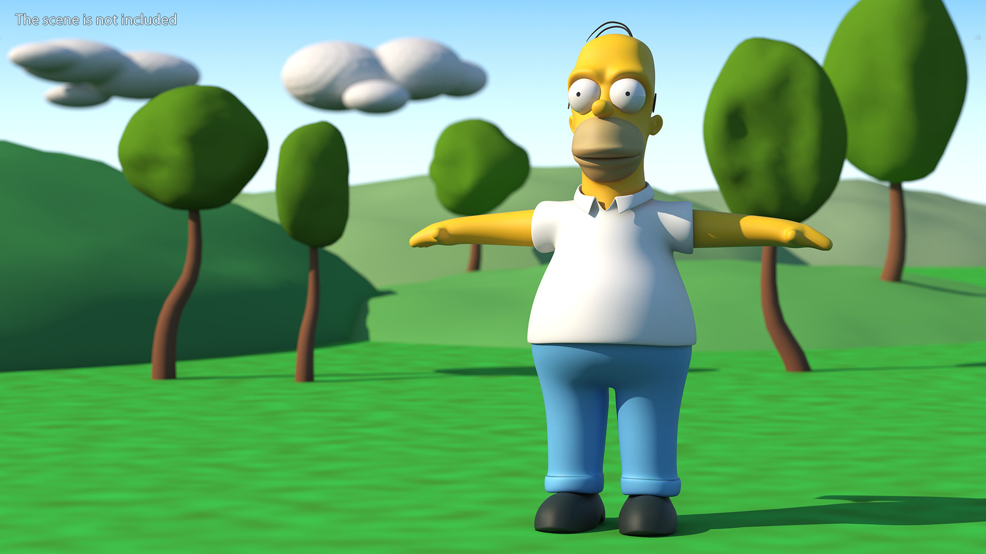 3D Cartoon Character Homer Simpson T-Pose model