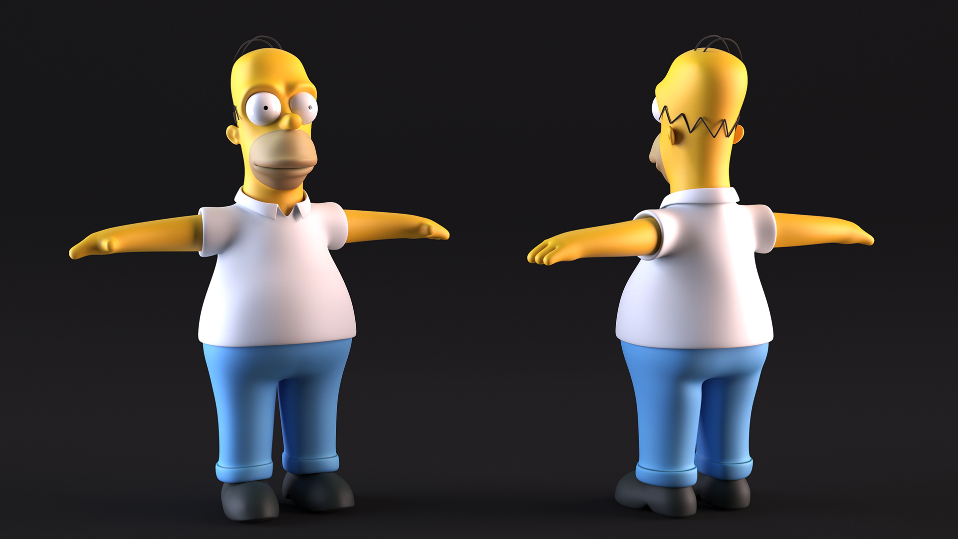 3D Cartoon Character Homer Simpson T-Pose model