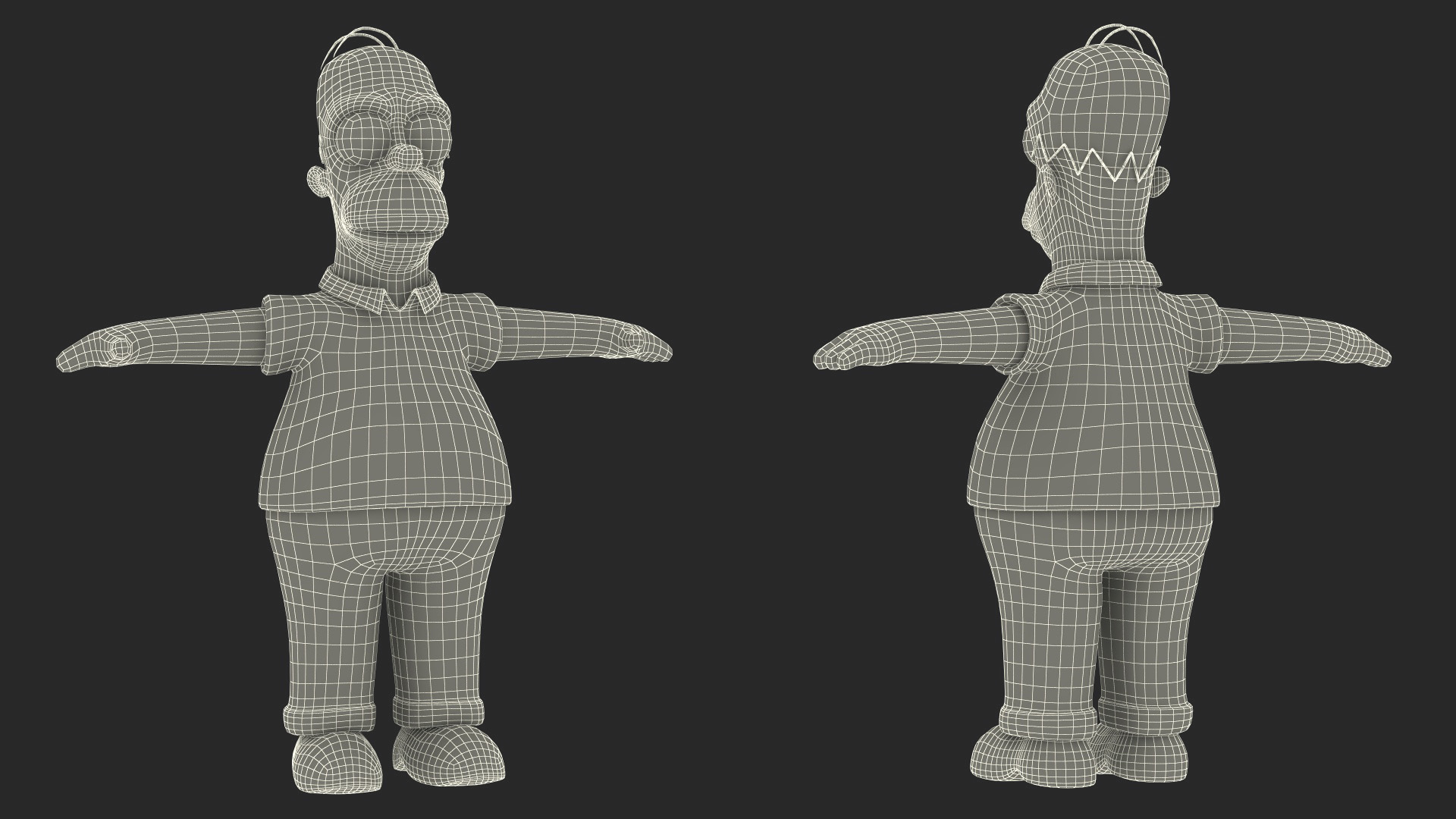3D Cartoon Character Homer Simpson T-Pose model