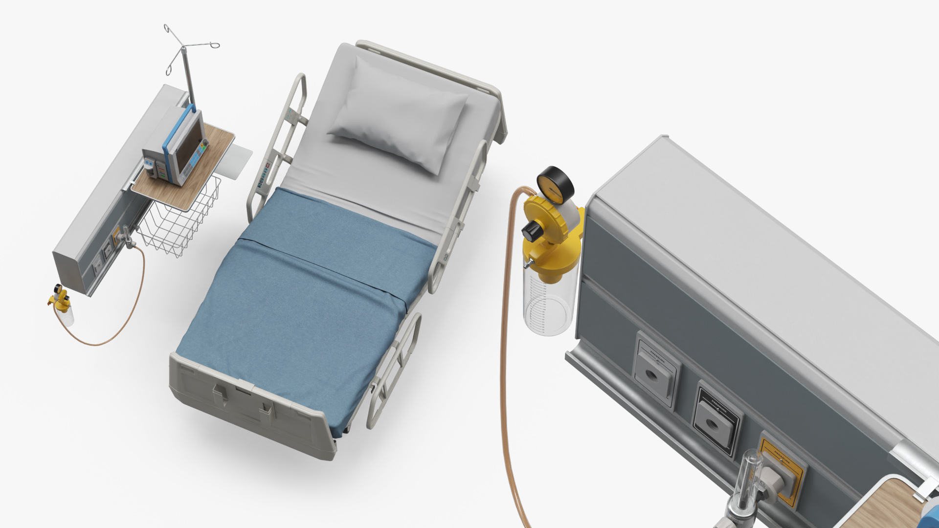Electronic Medical Bed with Infusion Stand, view 4