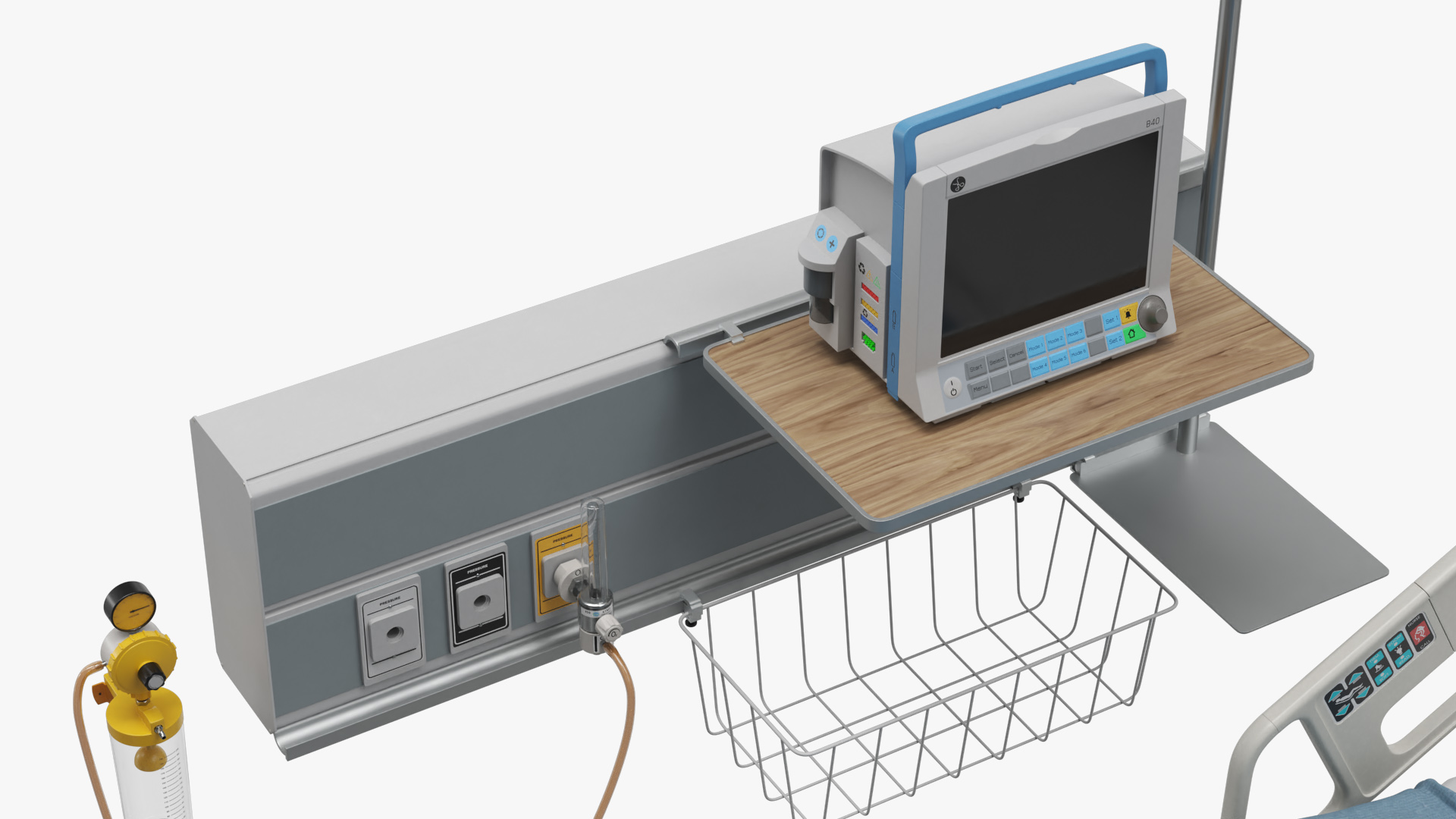 Electronic Medical Bed with Infusion Stand, view 8