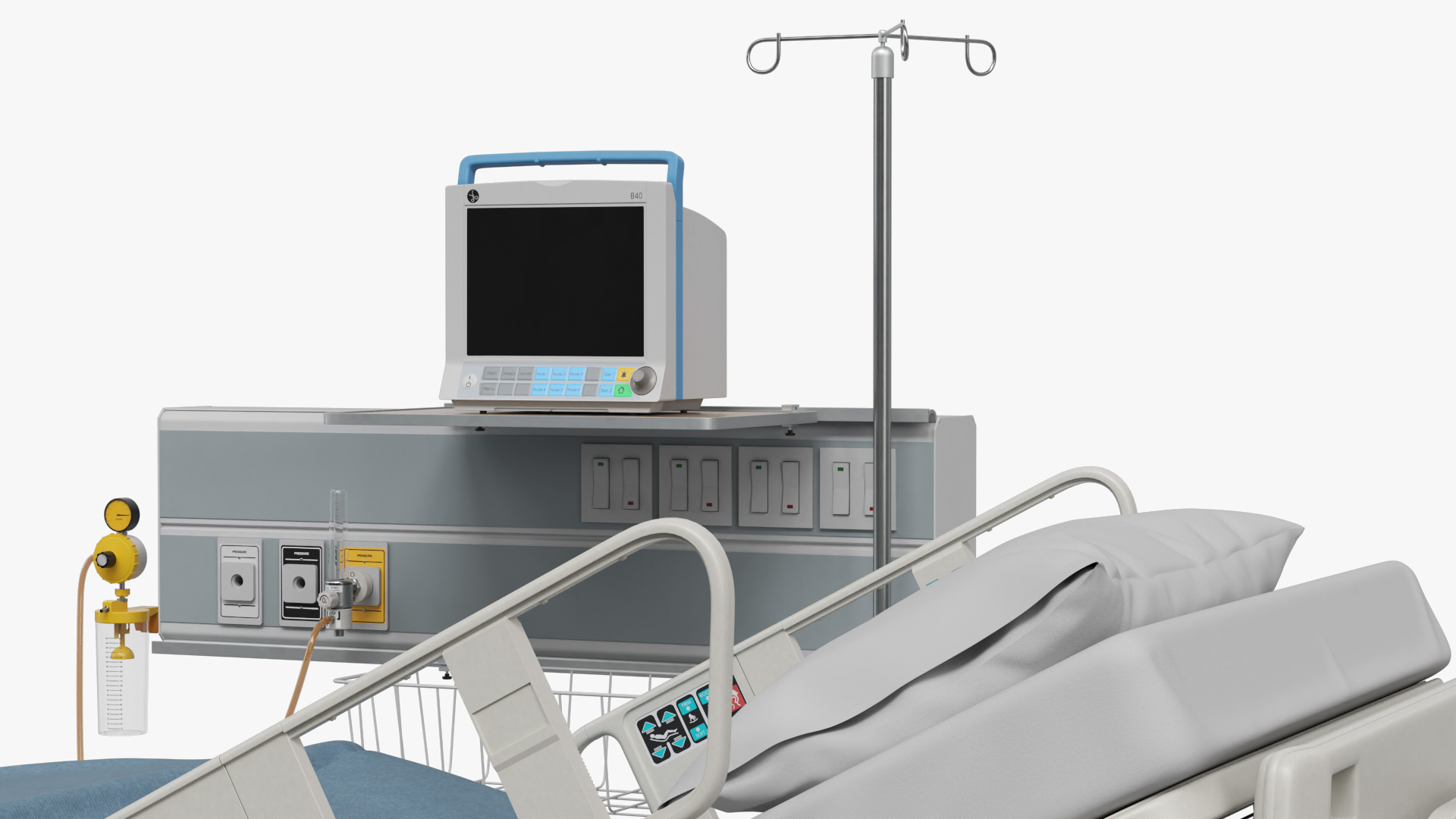 Electronic Medical Bed with Infusion Stand, view 6
