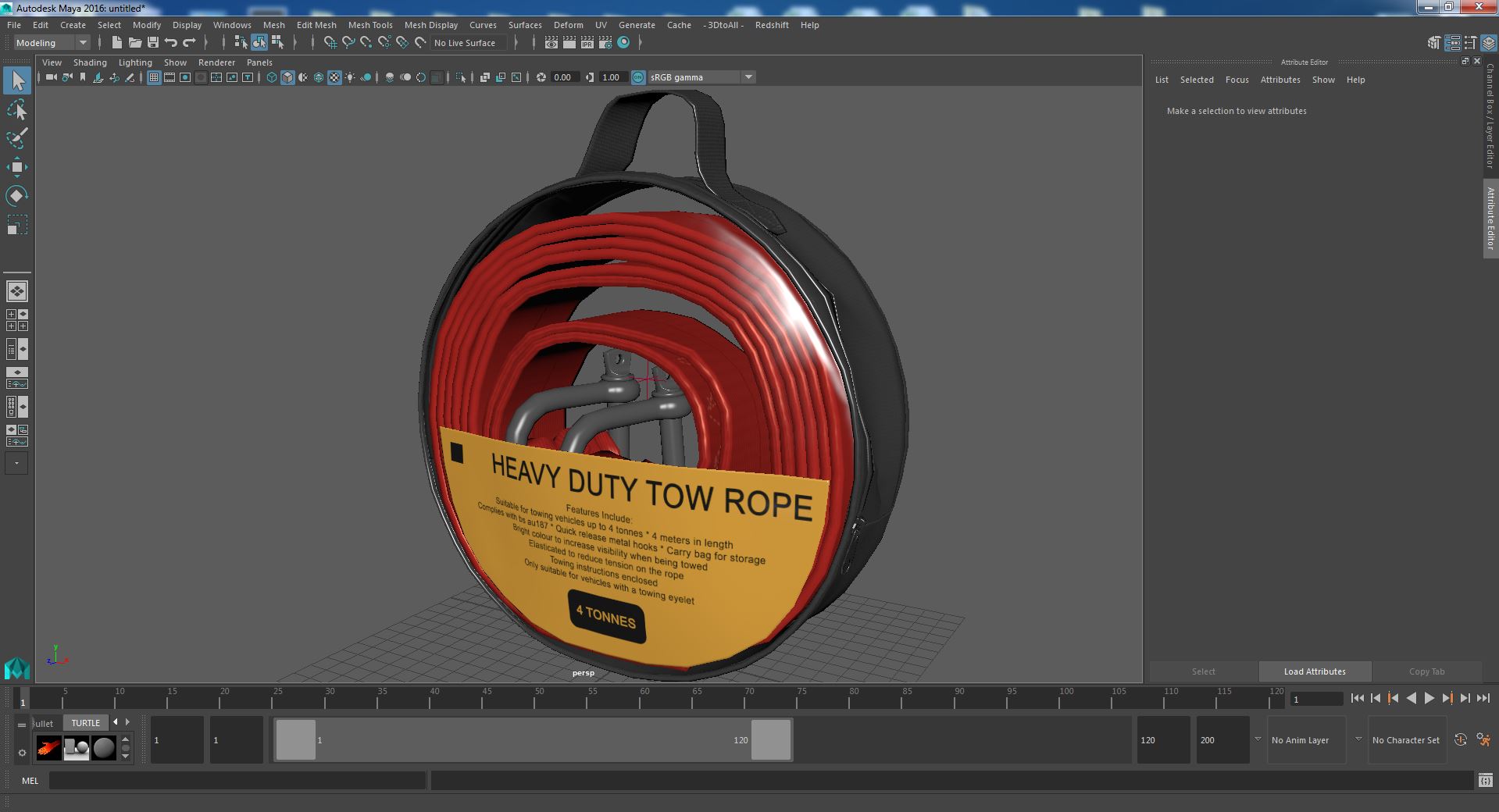 3D Heavy Duty Tow Rope Packed