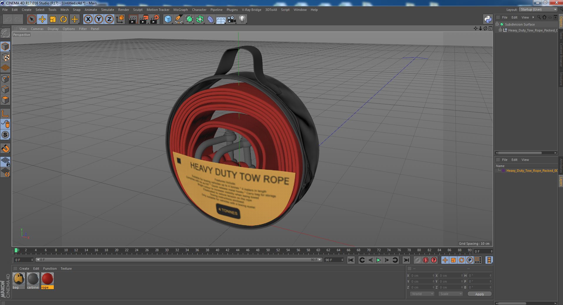 3D Heavy Duty Tow Rope Packed