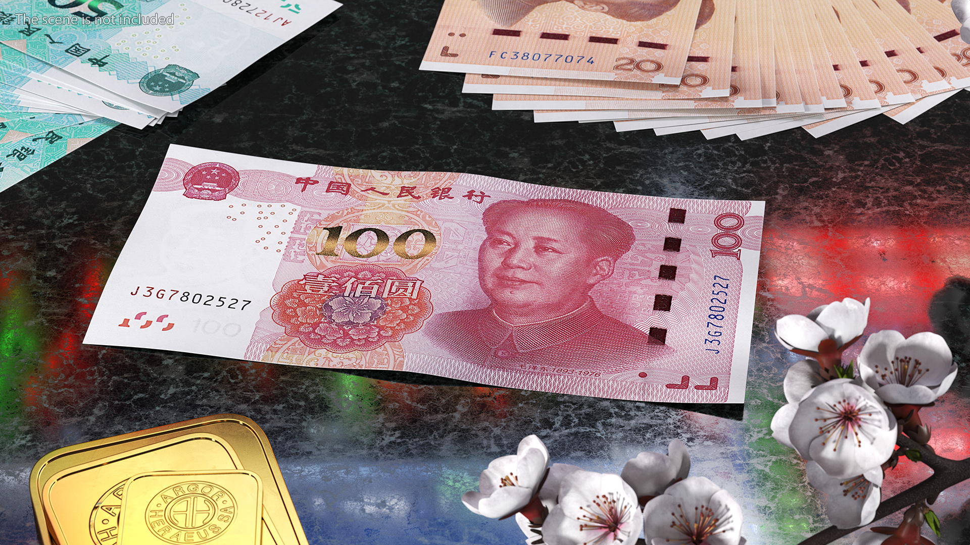 3D model Chinese 100 Yuan 2015 Banknote