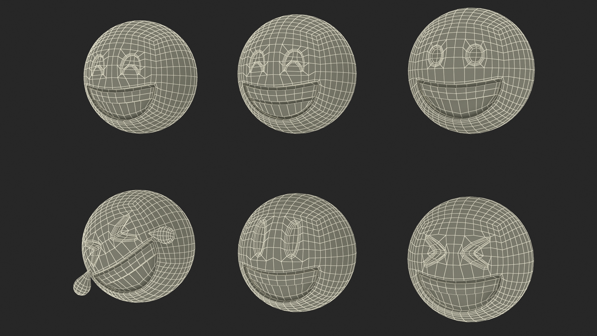 3D Set of Smiling Emoji Balls