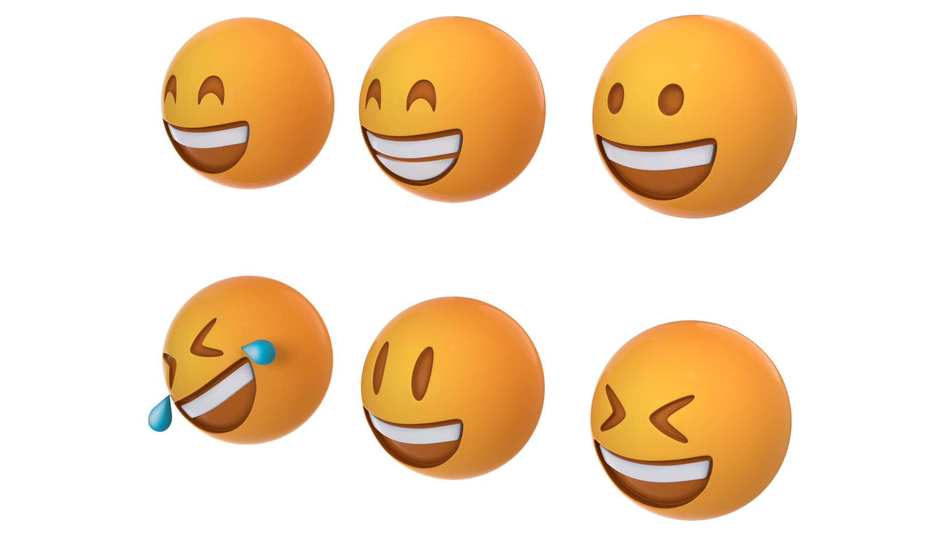 3D Set of Smiling Emoji Balls