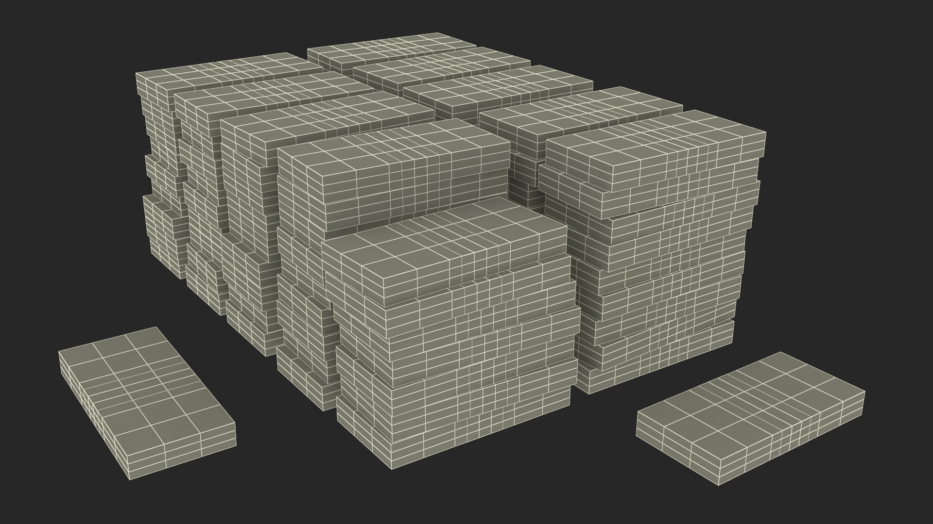 3D Stacked China Currency 100 Yuan Banknotes