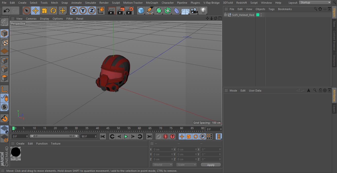 3D SciFi Helmet Red
