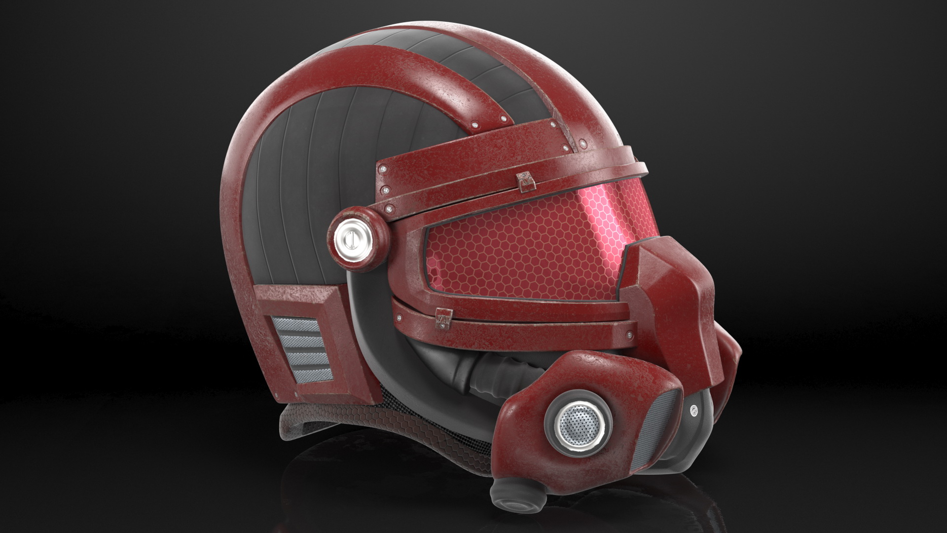 3D SciFi Helmet Red