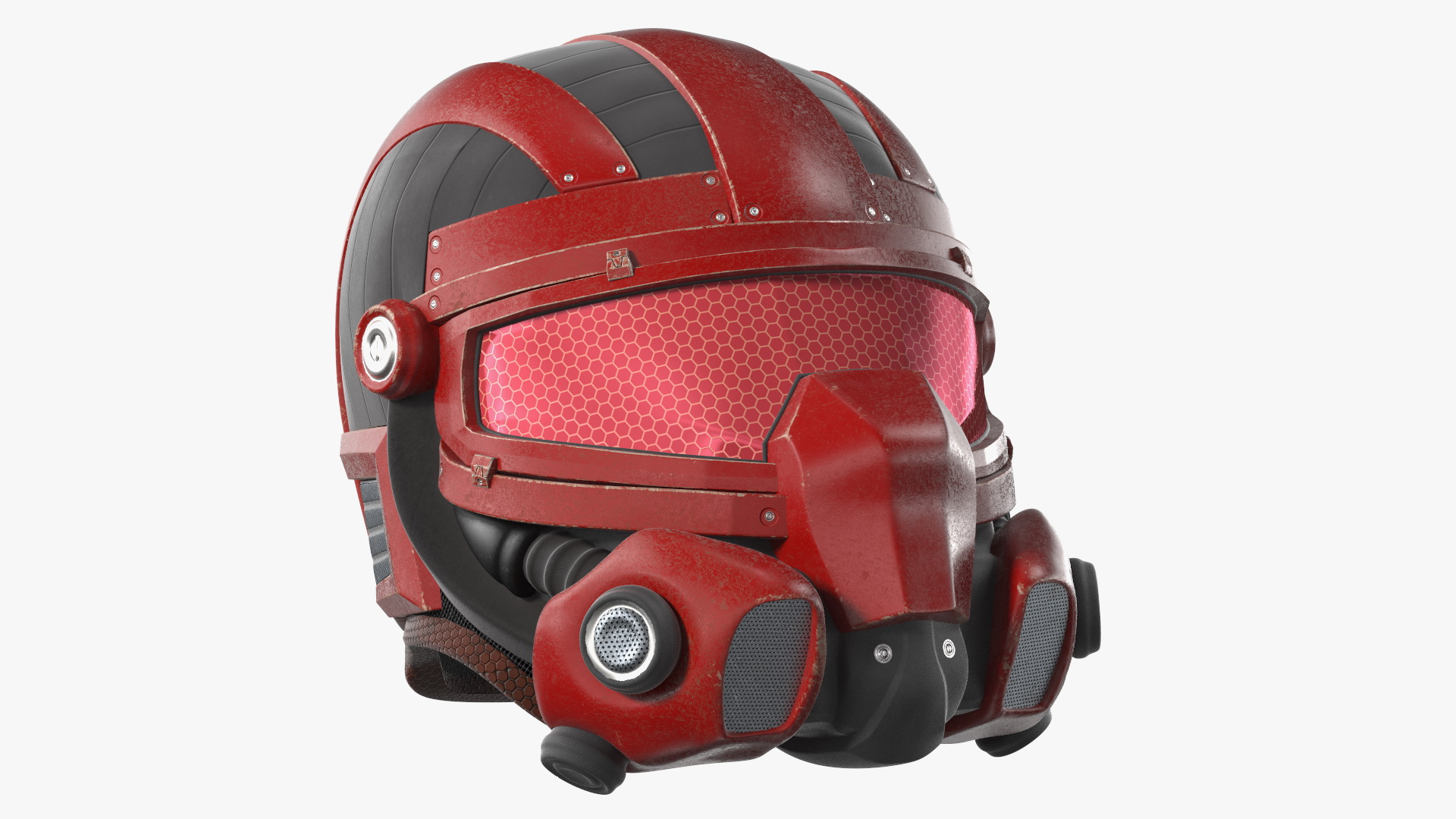 3D SciFi Helmet Red
