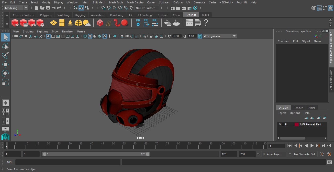 3D SciFi Helmet Red