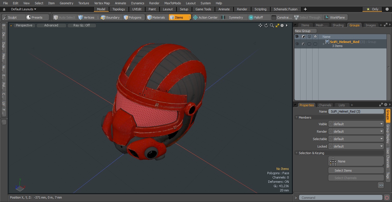 3D SciFi Helmet Red