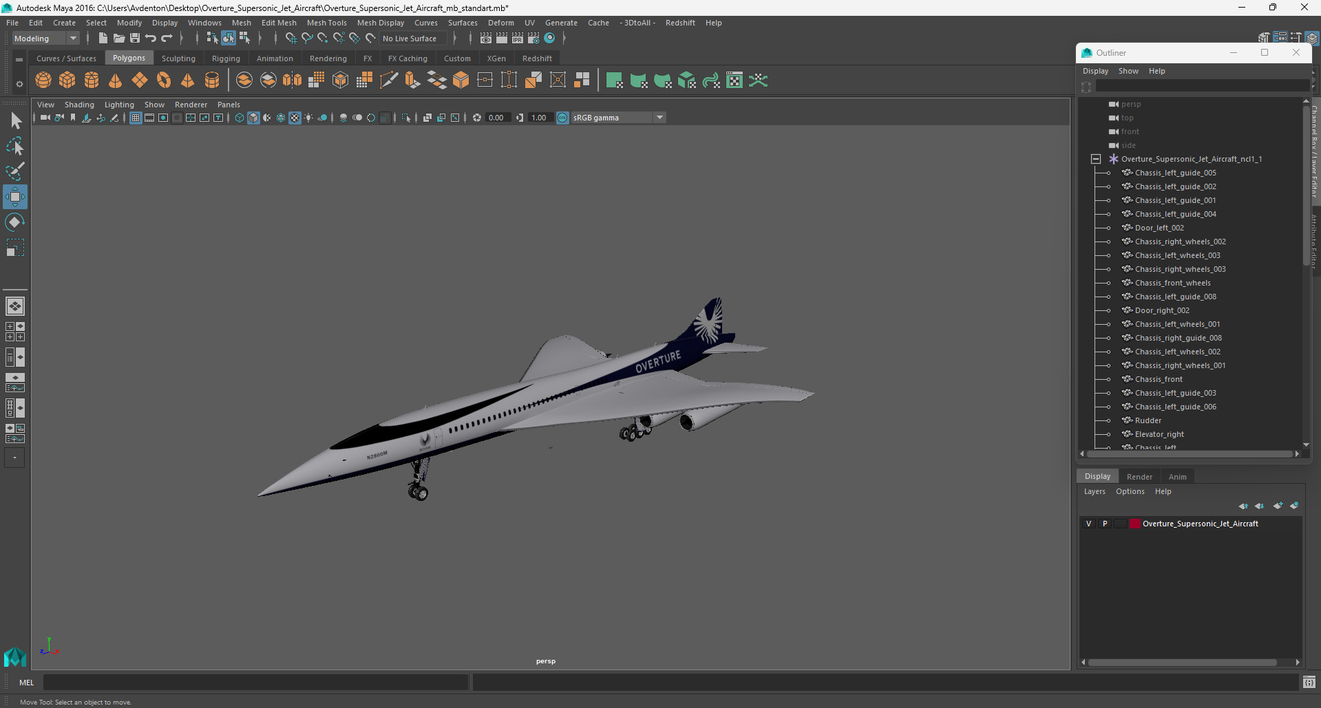Overture Supersonic Jet Aircraft 3D