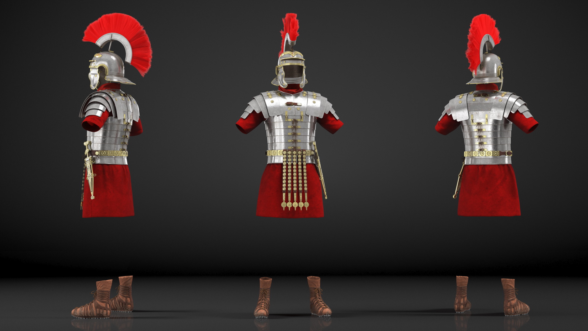 3D Roman Legionnaire Armor Set Worn Fur