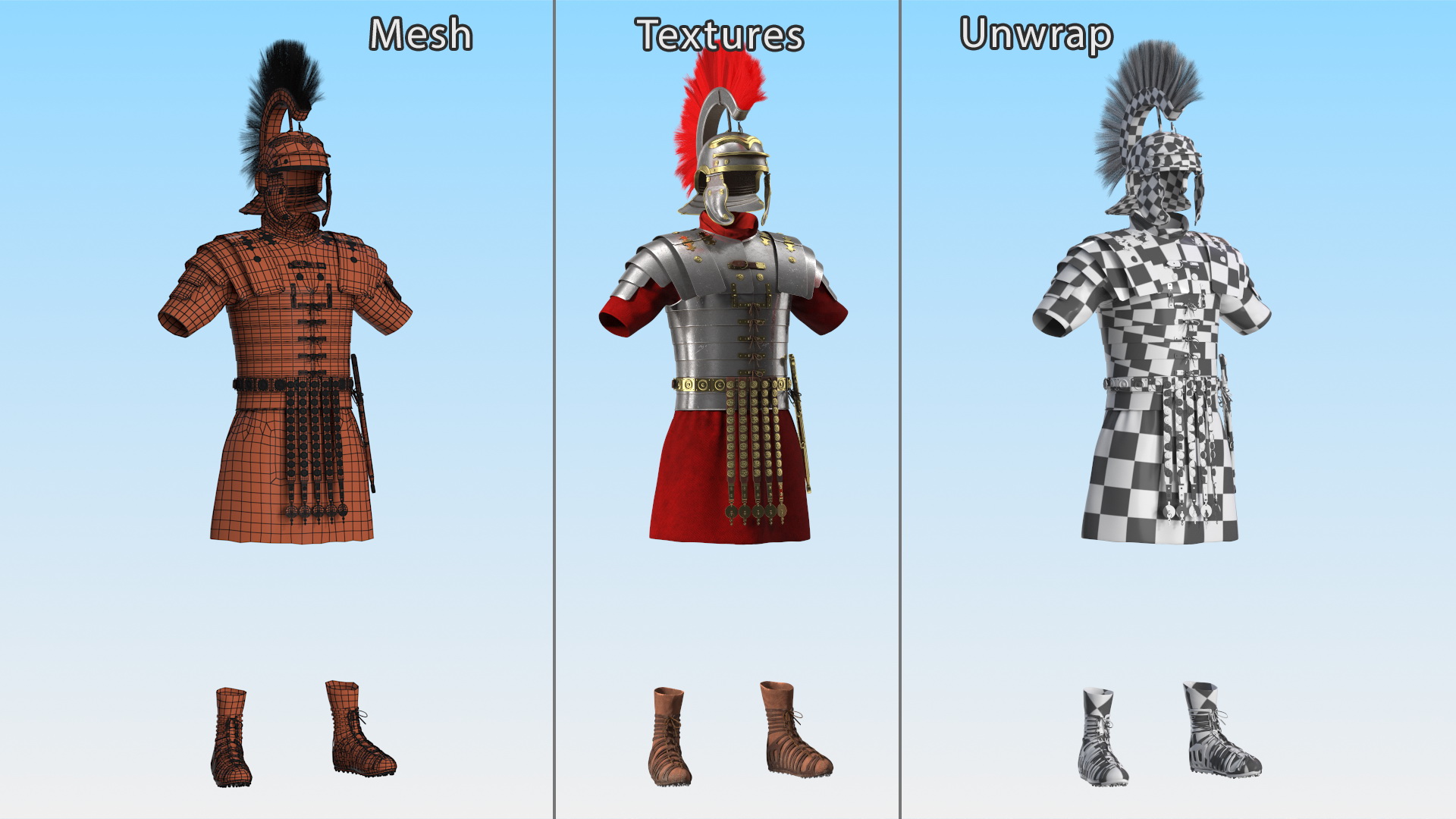 3D Roman Legionnaire Armor Set Worn Fur