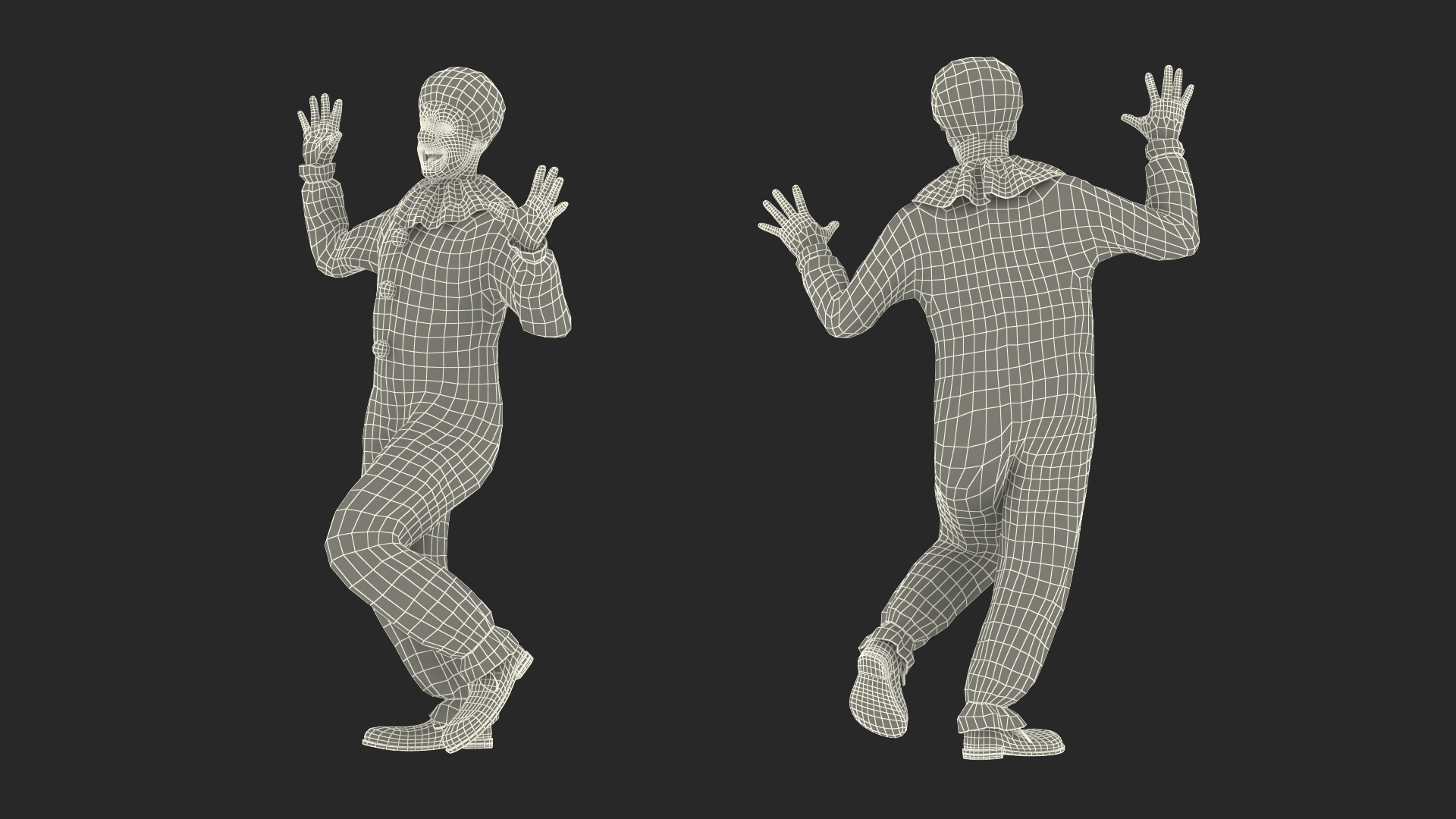 3D Adult Clown Suit Dancing Pose Fur model