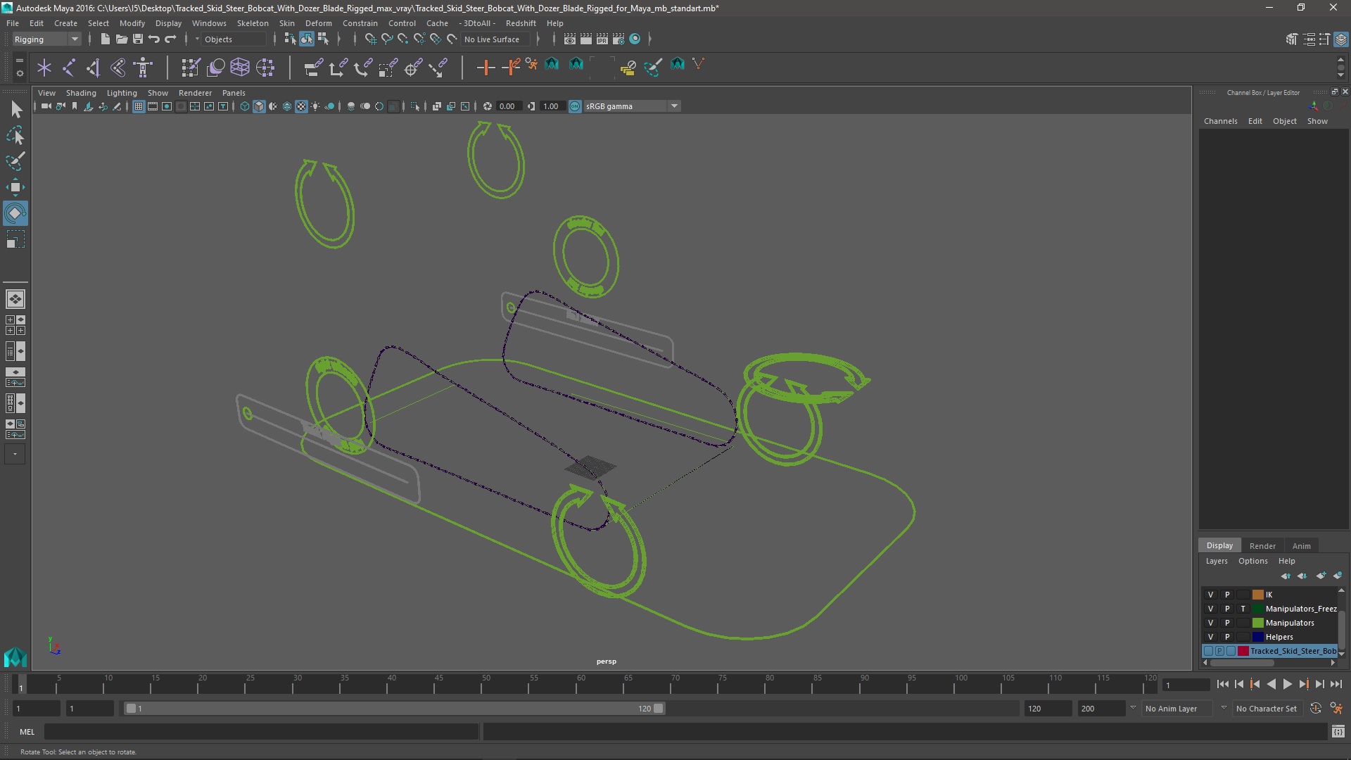 3D Tracked Skid Steer Bobcat With Dozer Blade Rigged for Maya model