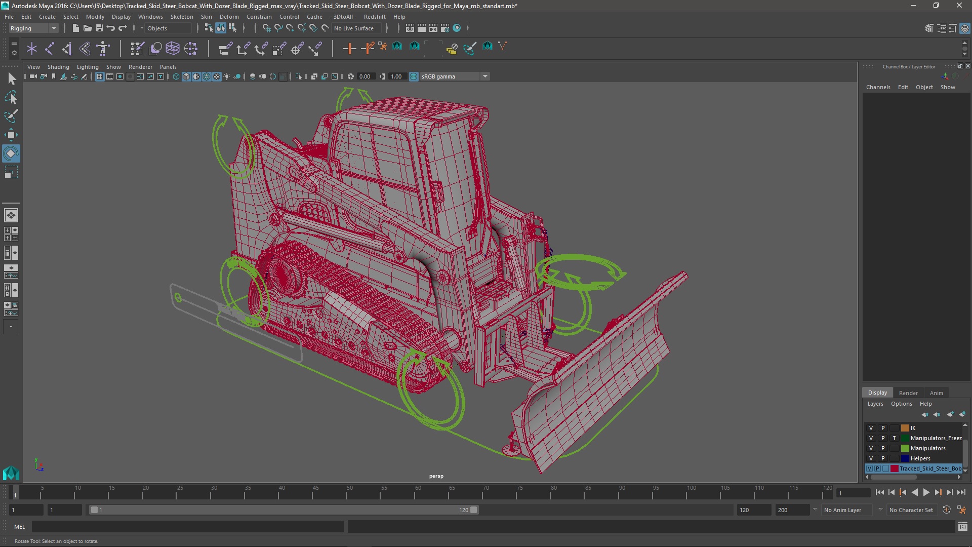 3D Tracked Skid Steer Bobcat With Dozer Blade Rigged for Maya model