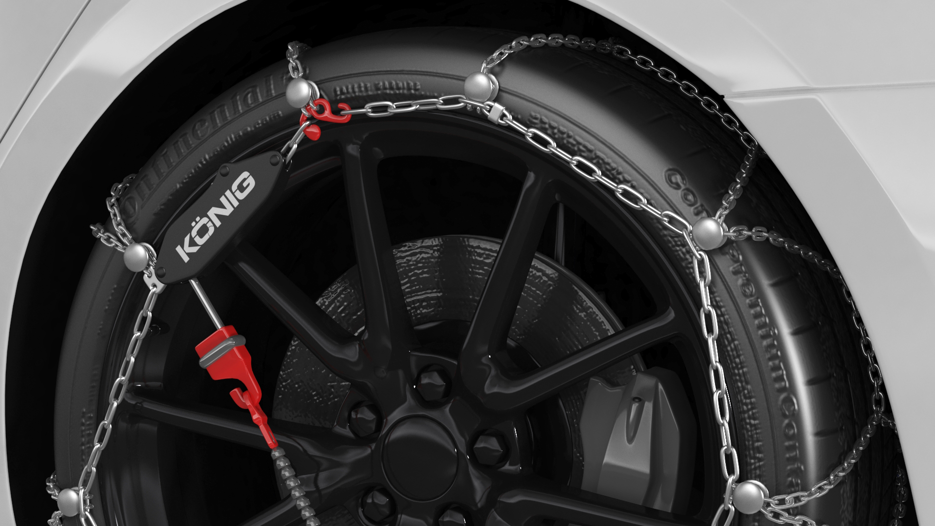 Snow Chains on Tesla Wheels 3D